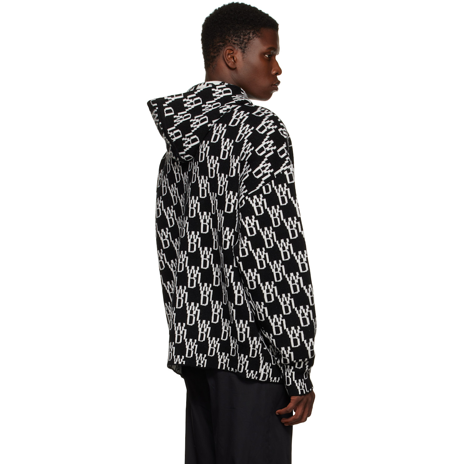  We11done Black Jacquard Hoodie 
