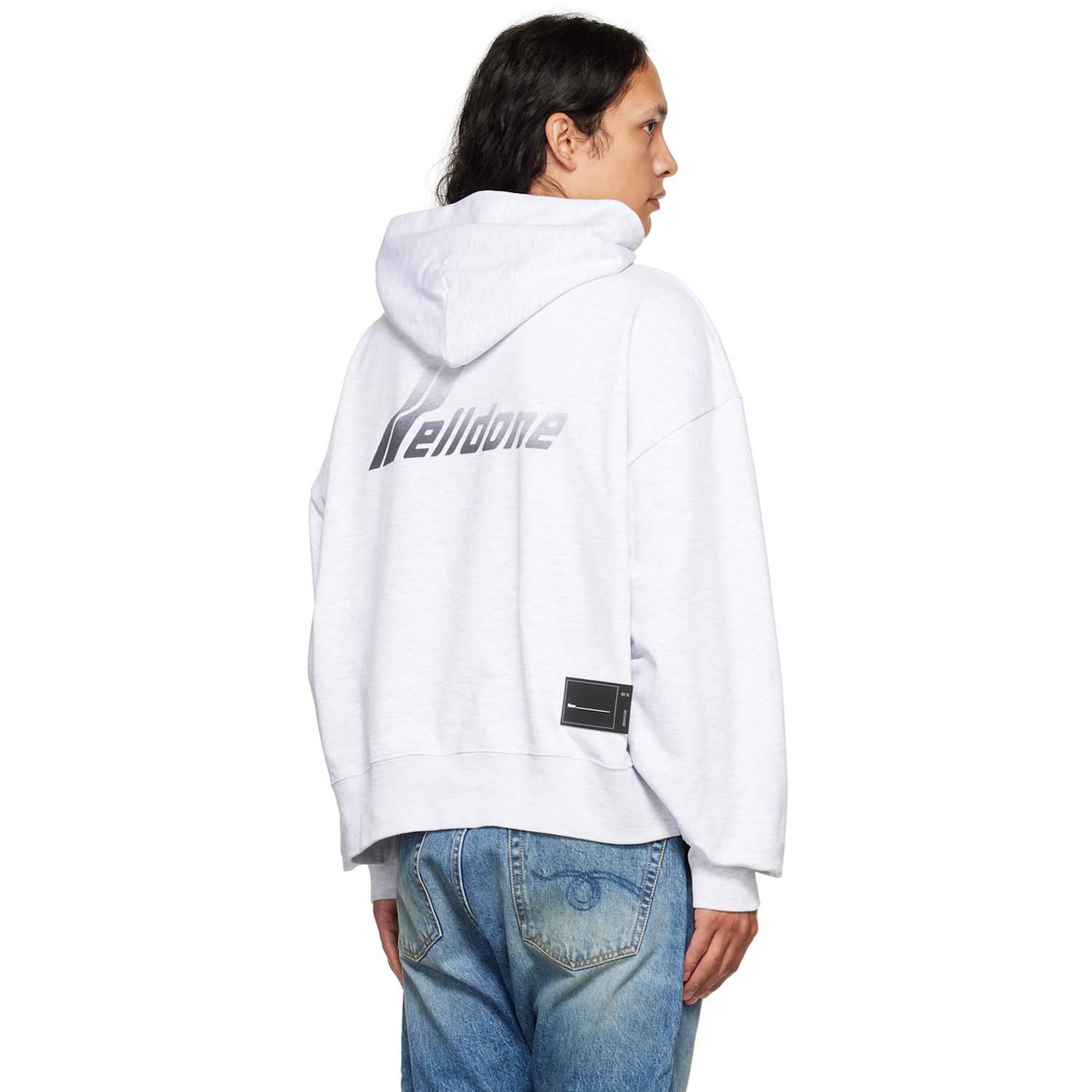  We11done Gray Lettering Symbol Hoodie 