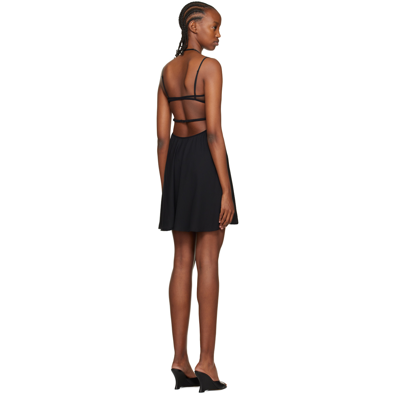  Nensi Dojaka Black Draped Double Bra Minidress 
