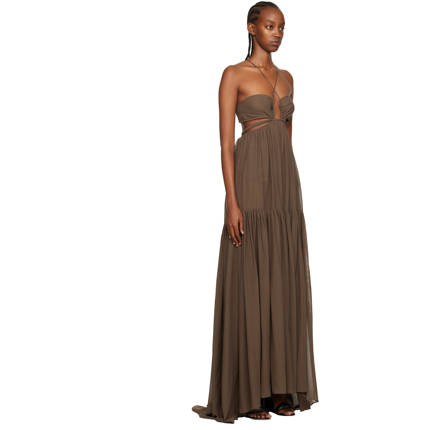  Nensi Dojaka Ssense Exclusive Brown Semi-sheer Cover Up 