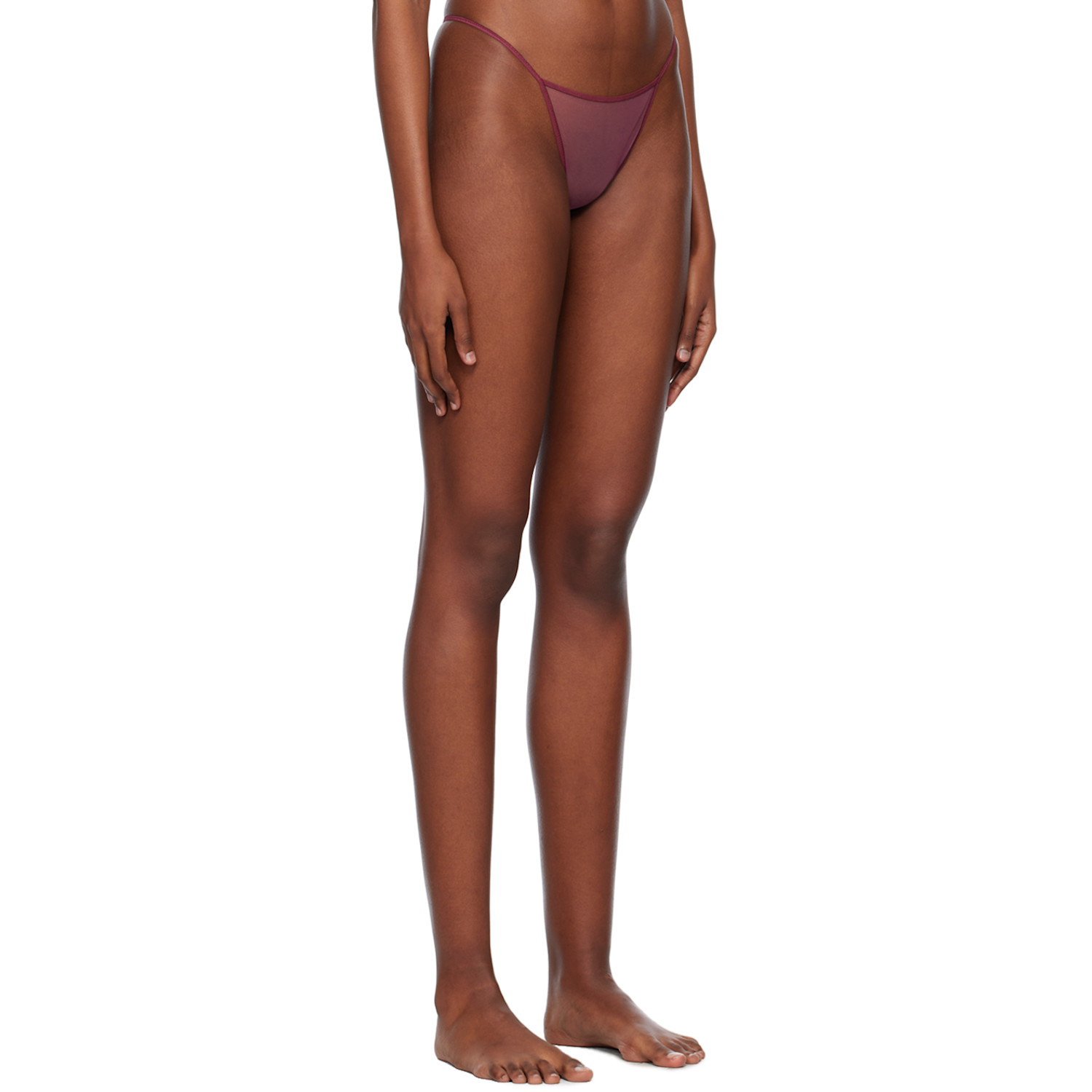  Nensi Dojaka Burgundy Sheer Briefs 