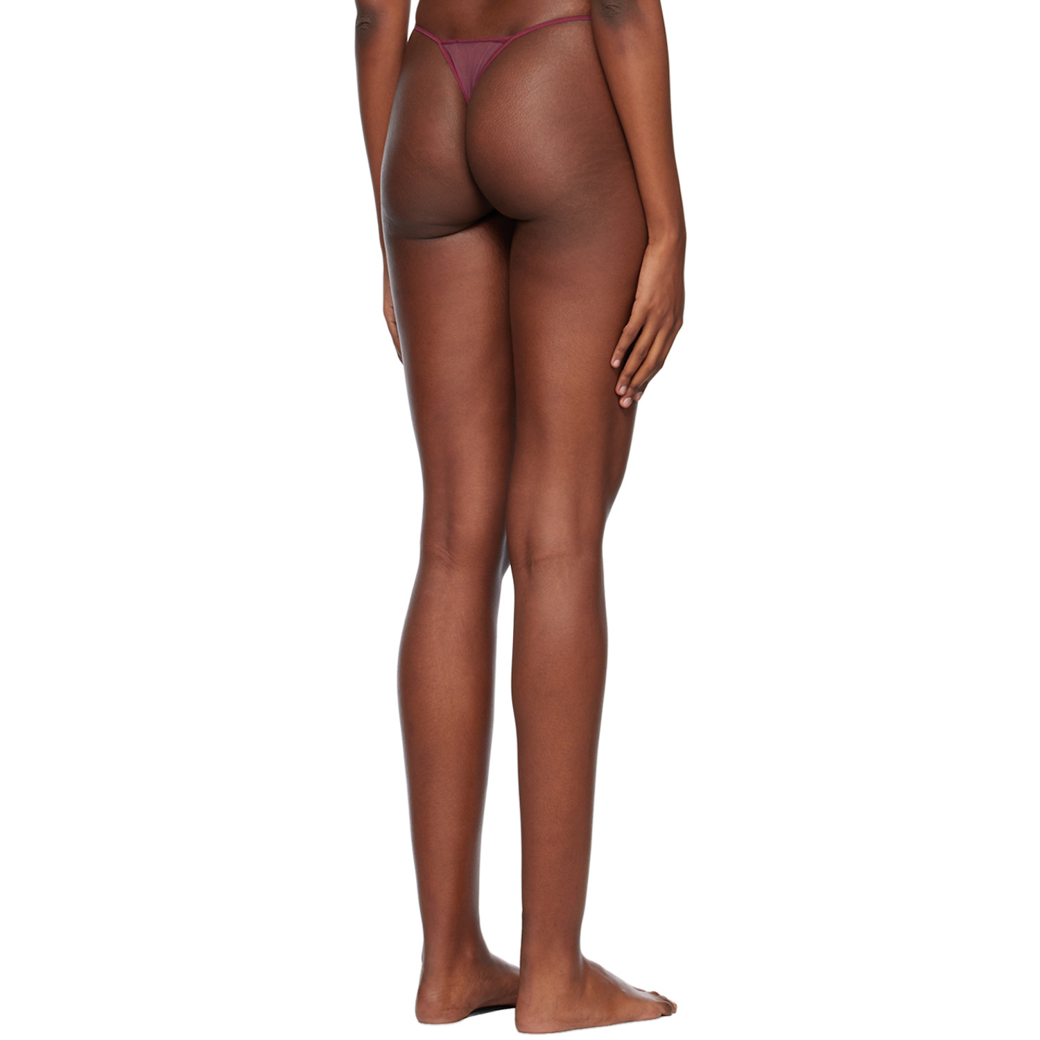  Nensi Dojaka Burgundy Sheer Briefs 