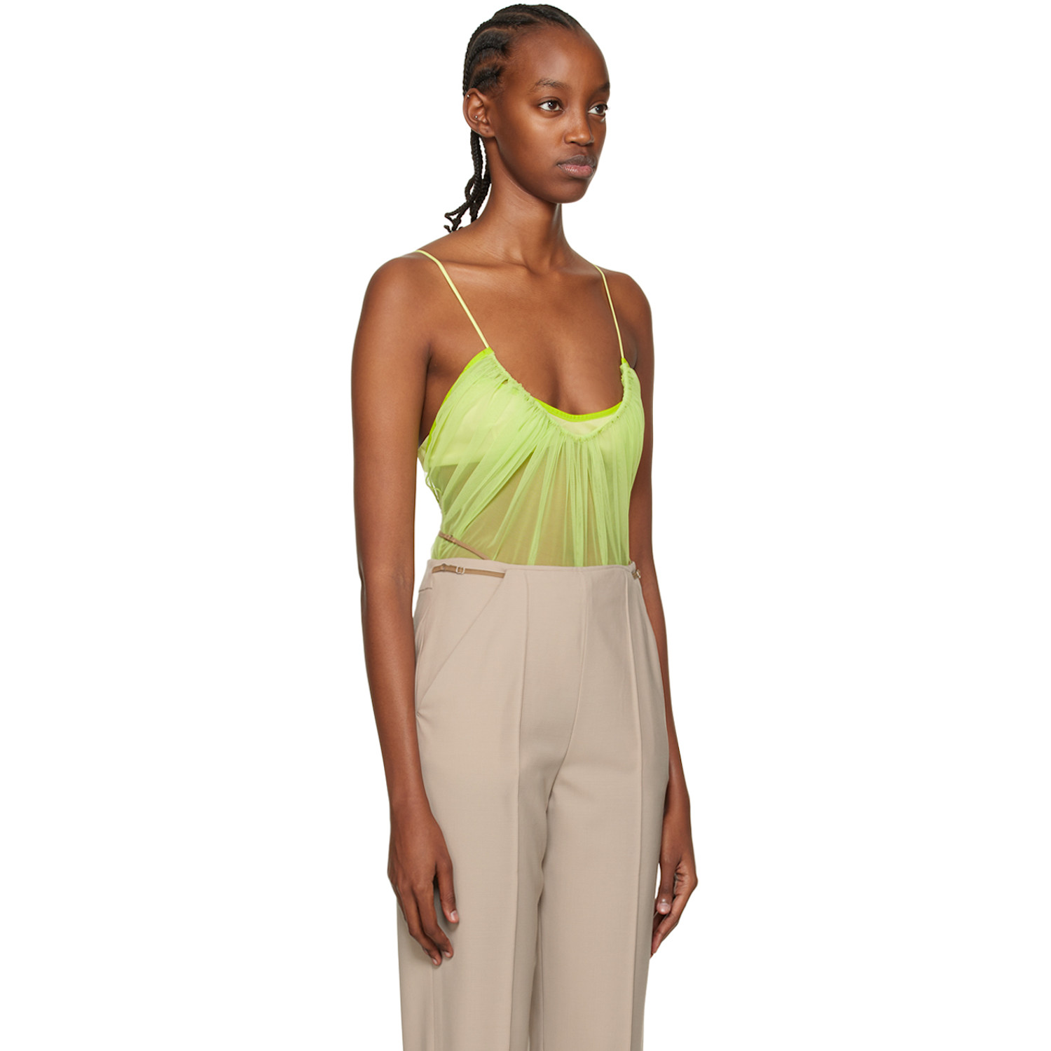  Nensi Dojaka Green Gathered Bodysuit 