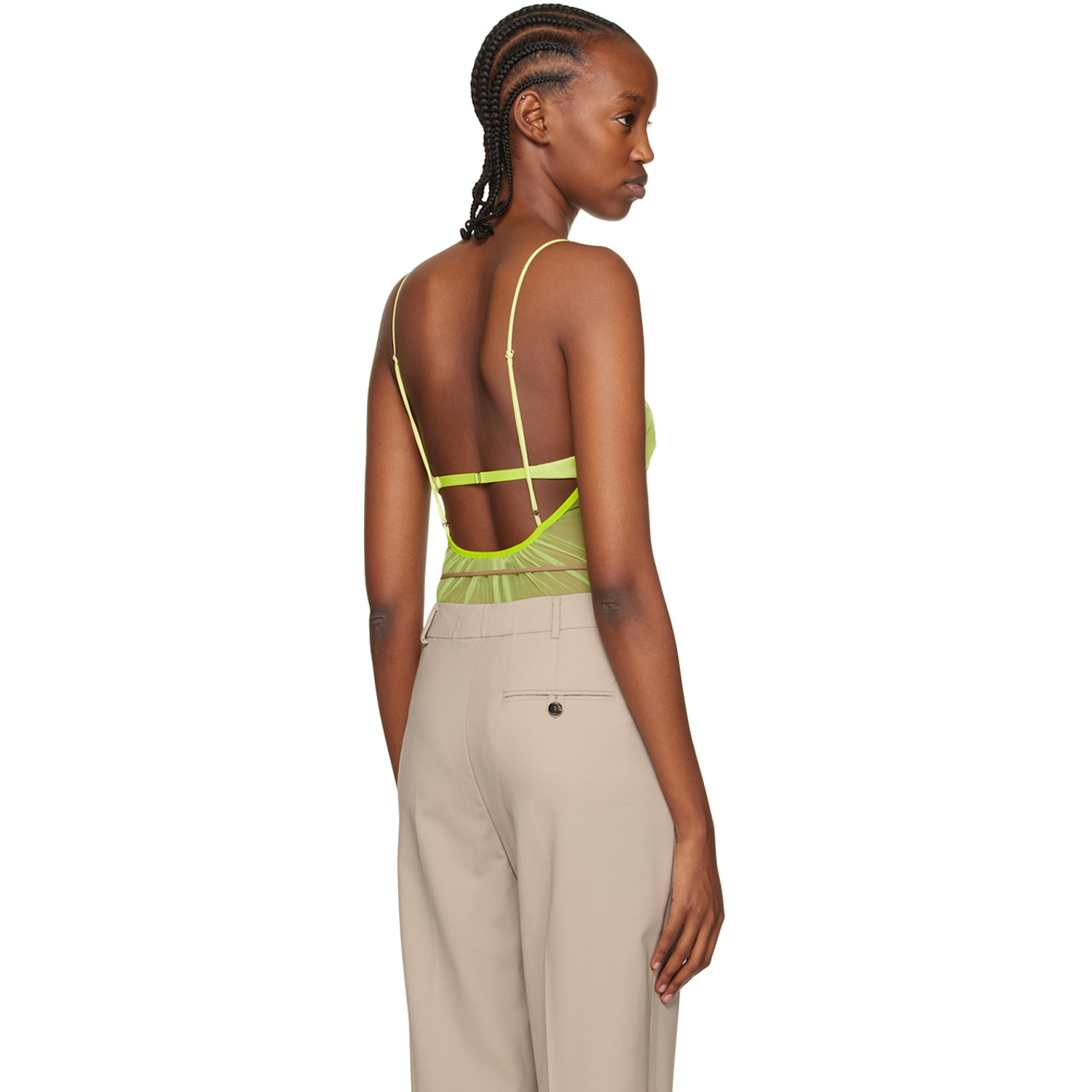  Nensi Dojaka Green Gathered Bodysuit 