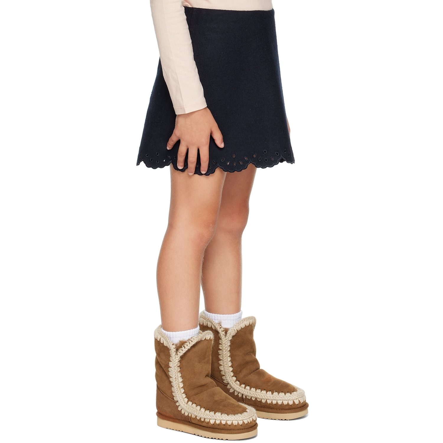  Chloé Kids Navy Embroidered Skirt 