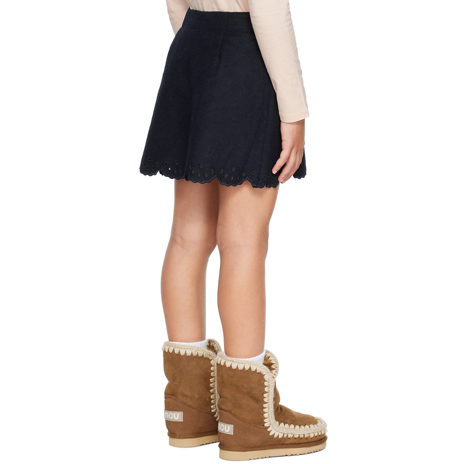  Chloé Kids Navy Embroidered Skirt 