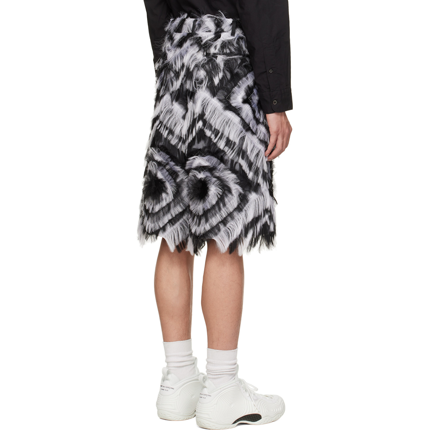  Comme Des Garçons Homme Plus Black Fringed Faux-fur Shorts 