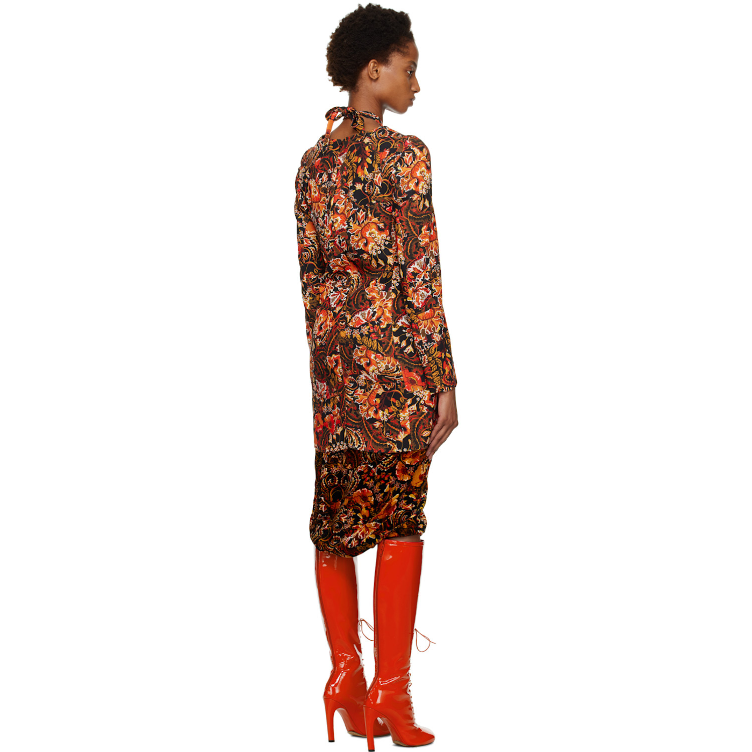  Dries Van Noten Orange Cutout Minidress 