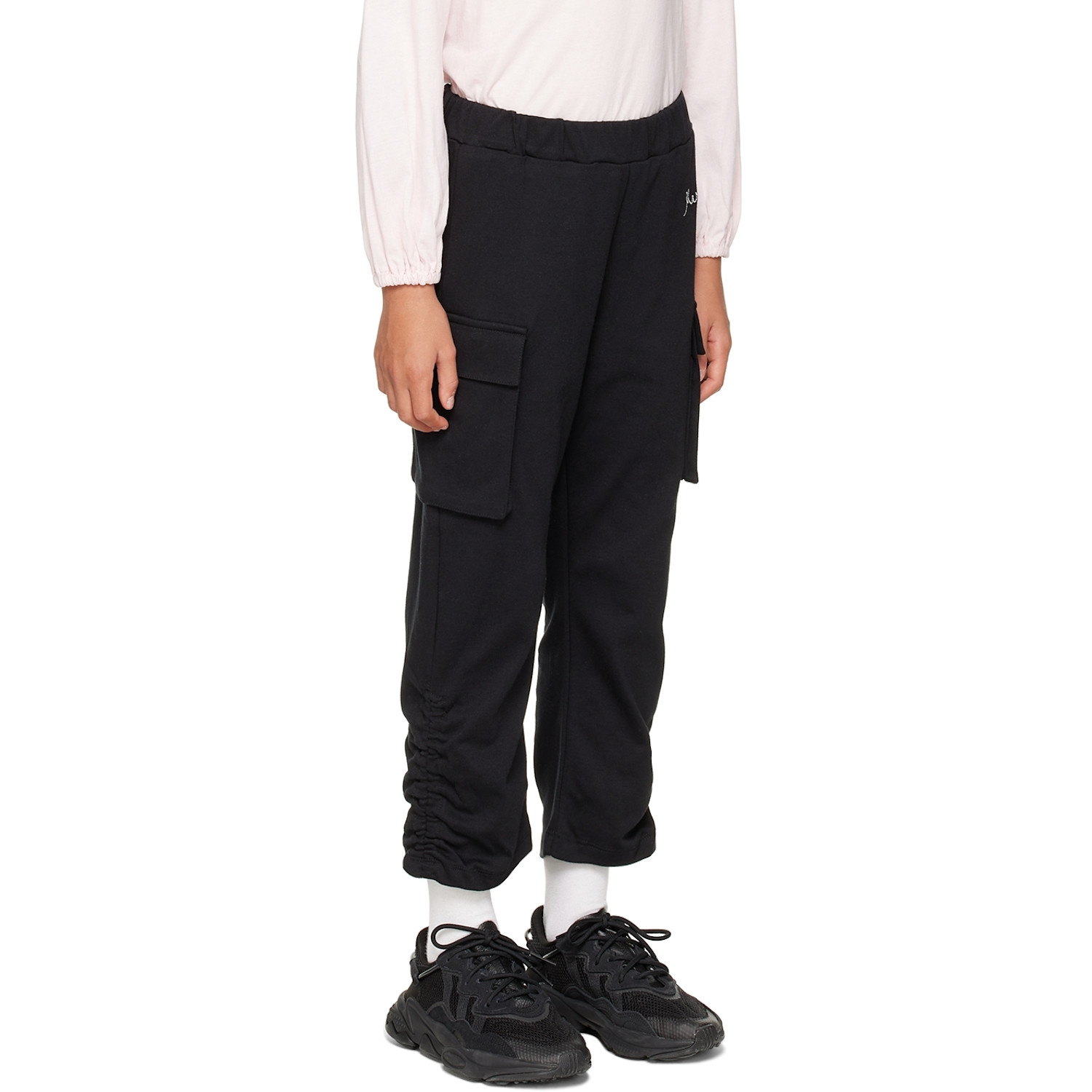  Marni Kids Black Embroidered Logo Cargo Pants 