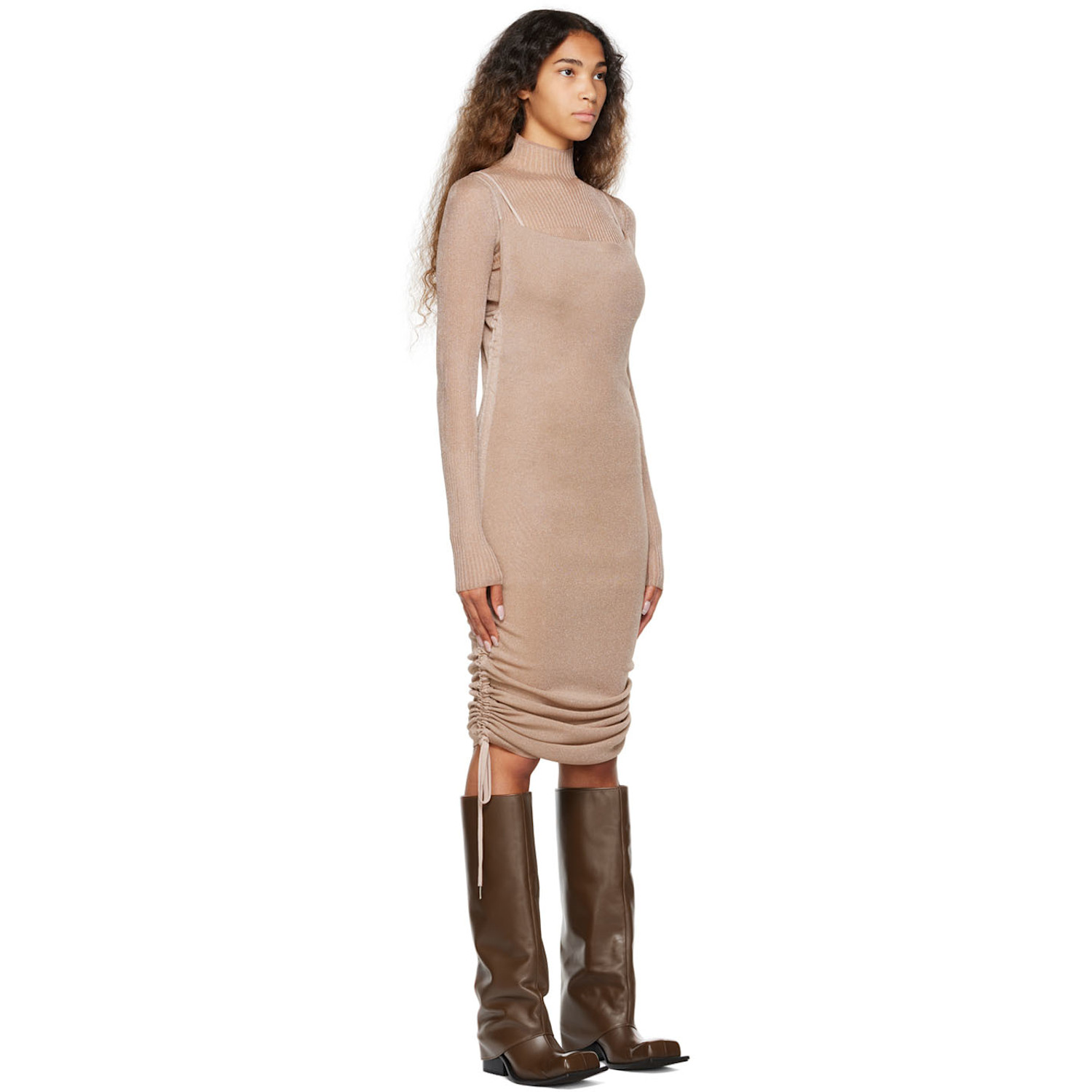  Dion Lee Taupe Drape Minidress 