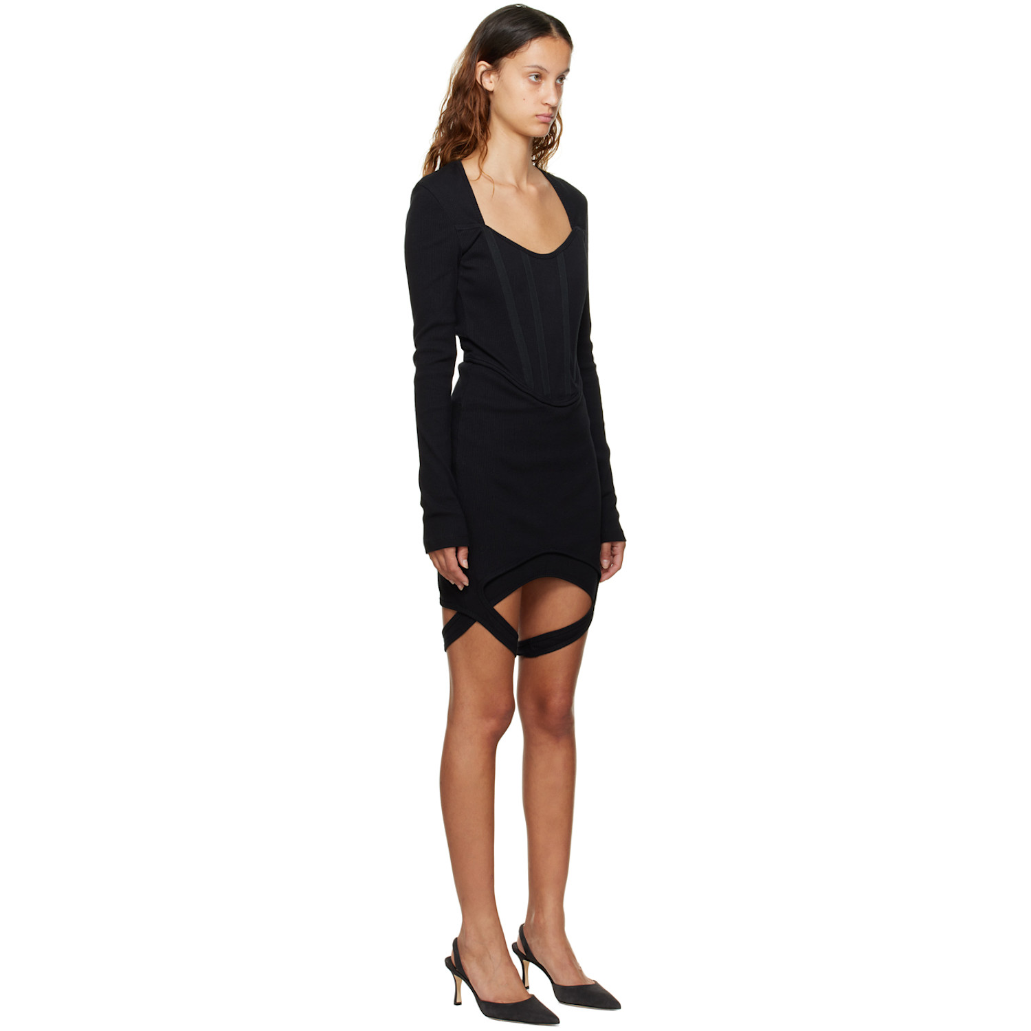  Dion Lee Black Fin Corset Minidress 