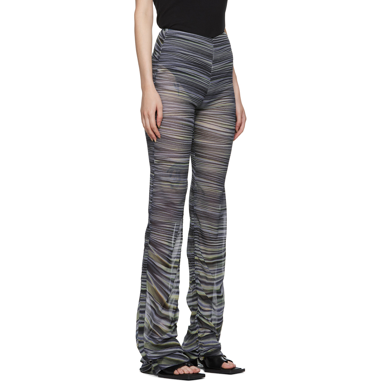  Dion Lee Blue Drape Print Gather Pants 