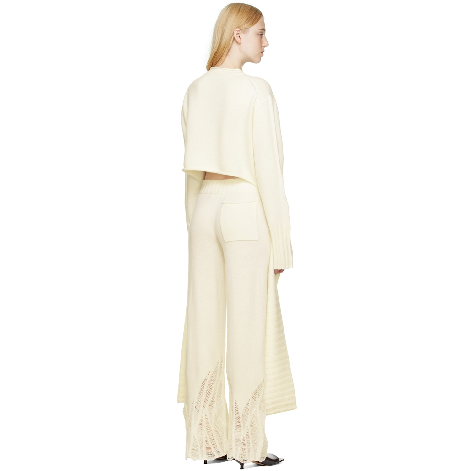  Dion Lee White Distressed Cashmere Sweater 
