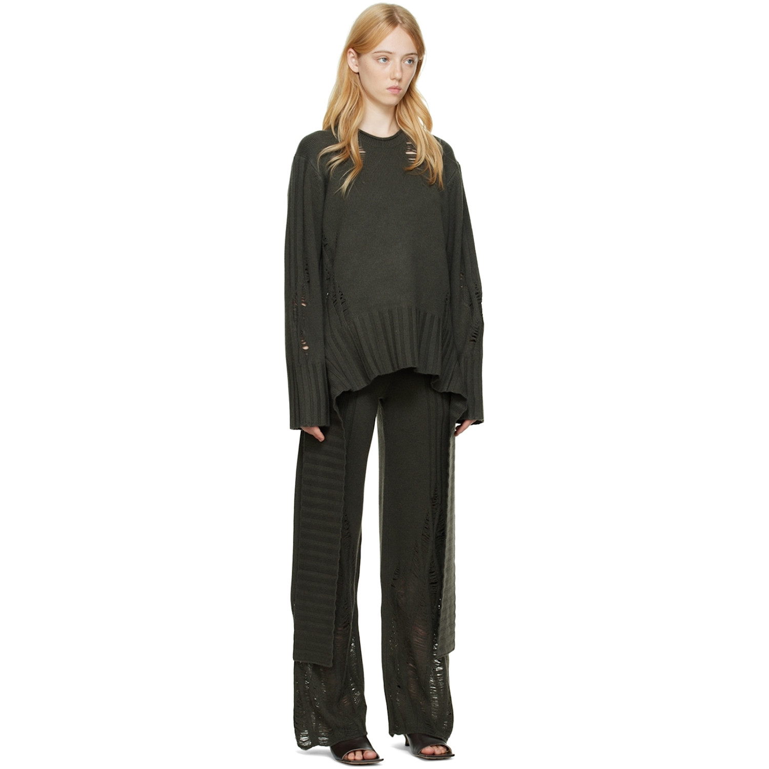  Dion Lee Green Distressed Cashmere Sweater 