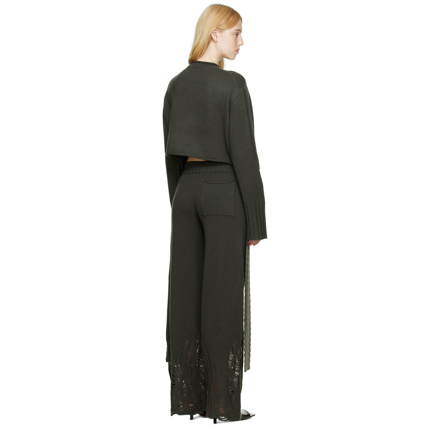  Dion Lee Green Distressed Cashmere Sweater 