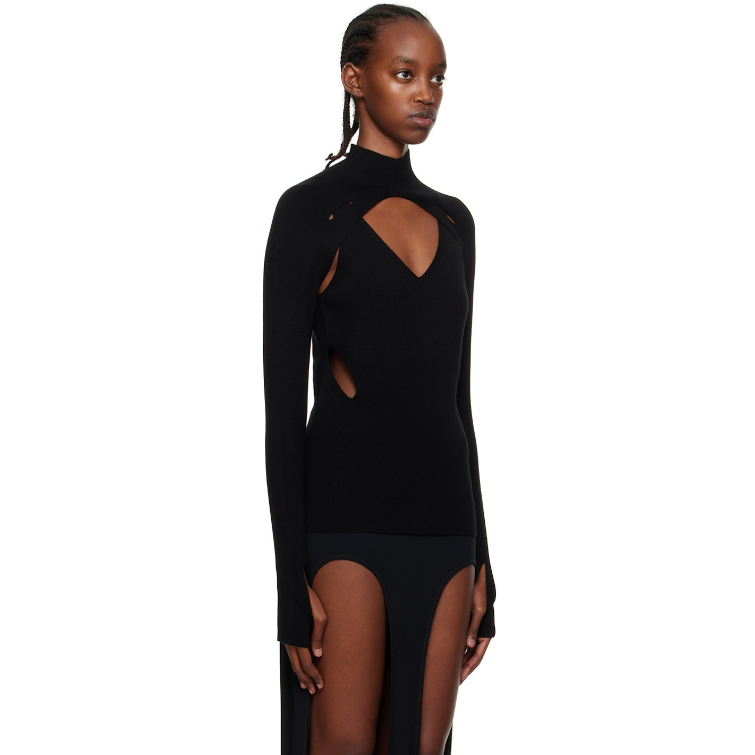  Dion Lee Black Skivvy Turtleneck & Tank Top Set 