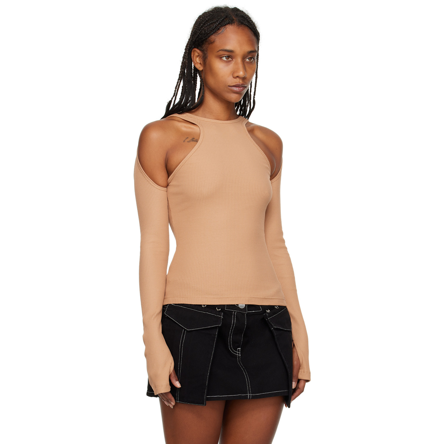  Dion Lee Tan Shift Loop Long Sleeve T-shirt 