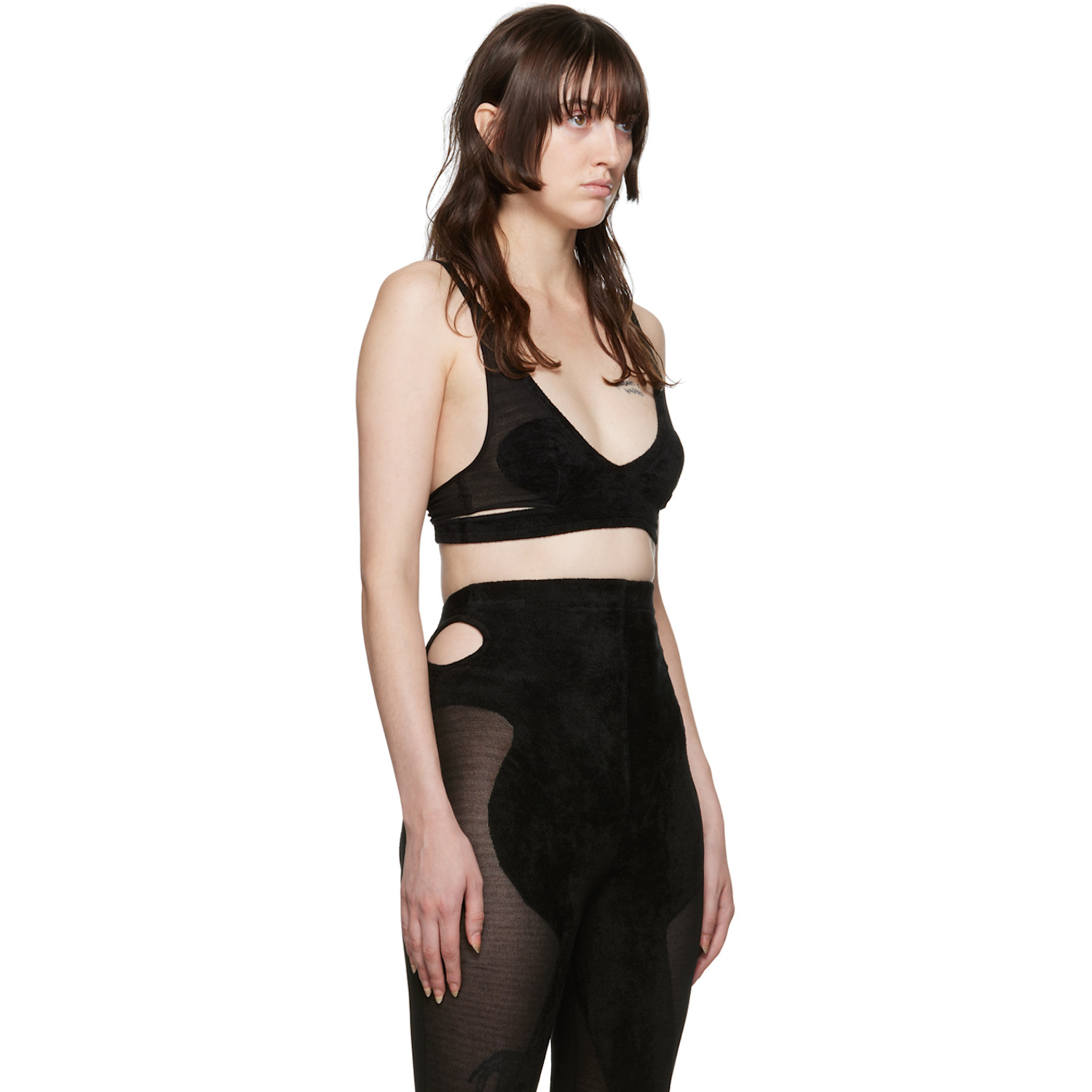  Dion Lee Black Chenille Intarsia Bra 