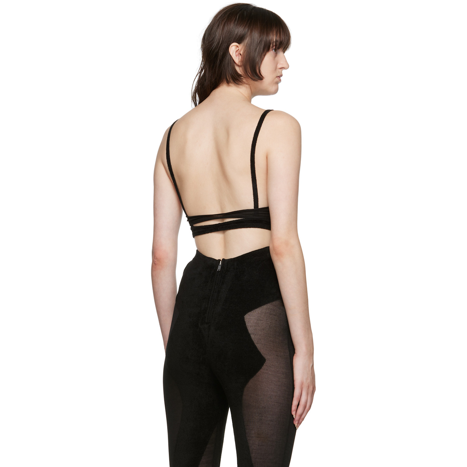  Dion Lee Black Chenille Intarsia Bra 