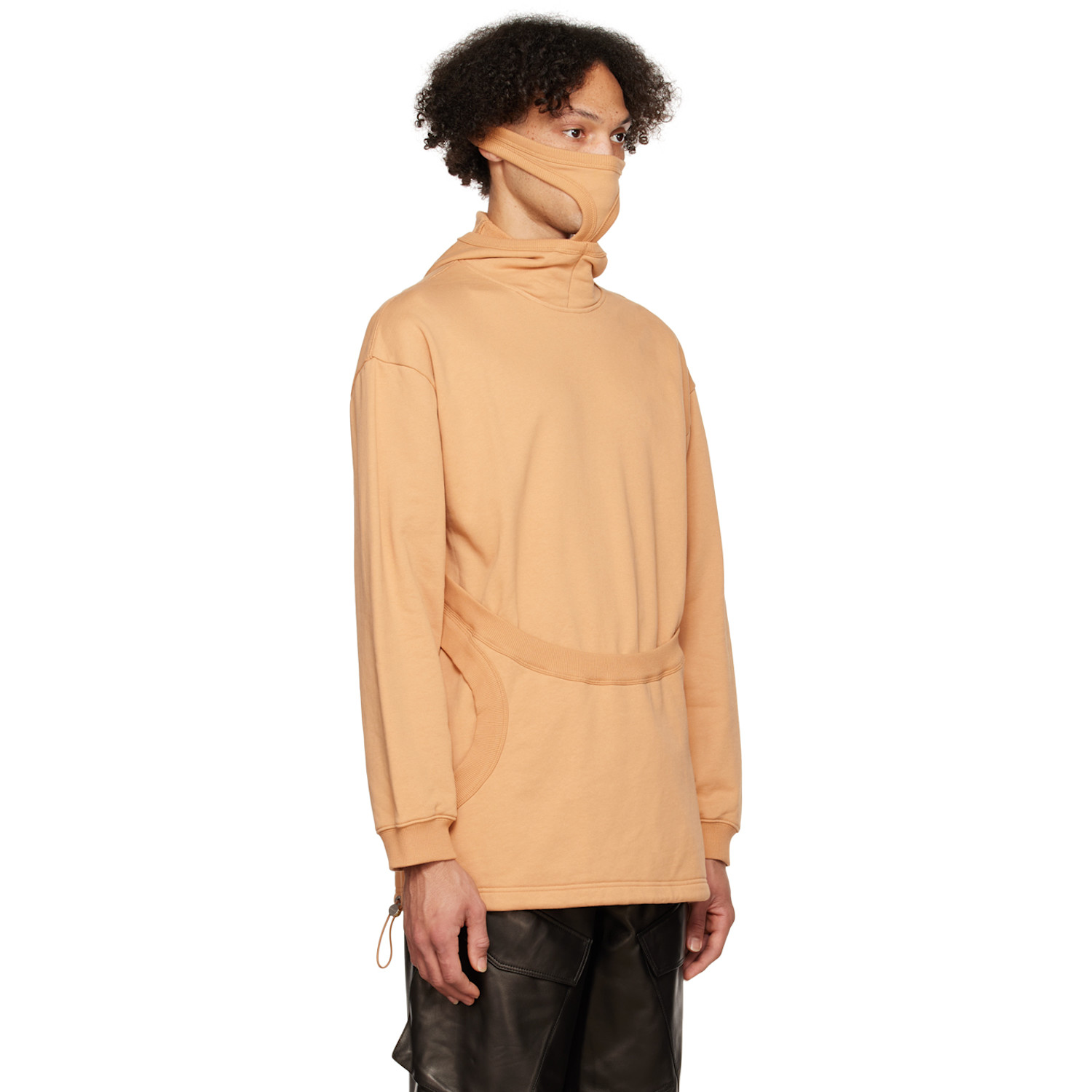  Dion Lee Beige Interlock Mask Hoodie 