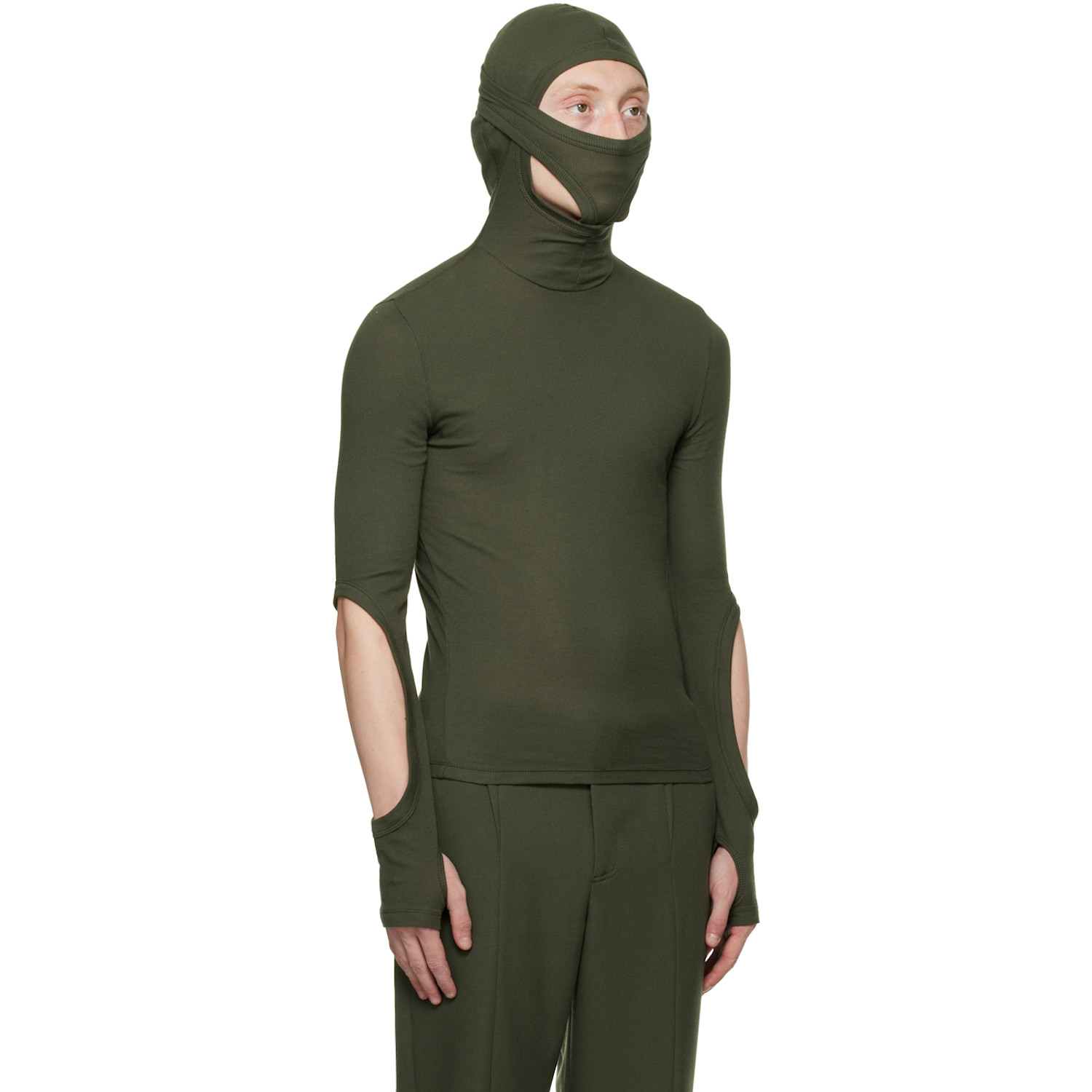  Dion Lee Green Interlock Mask Long Sleeve Turtleneck 
