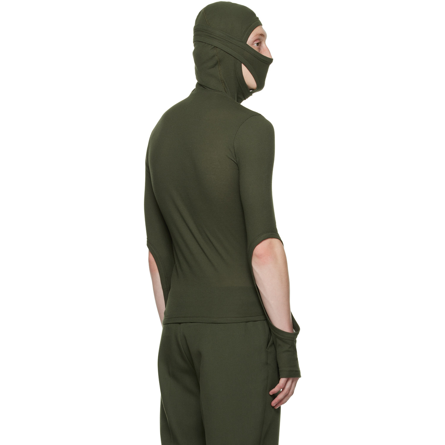  Dion Lee Green Interlock Mask Long Sleeve Turtleneck 