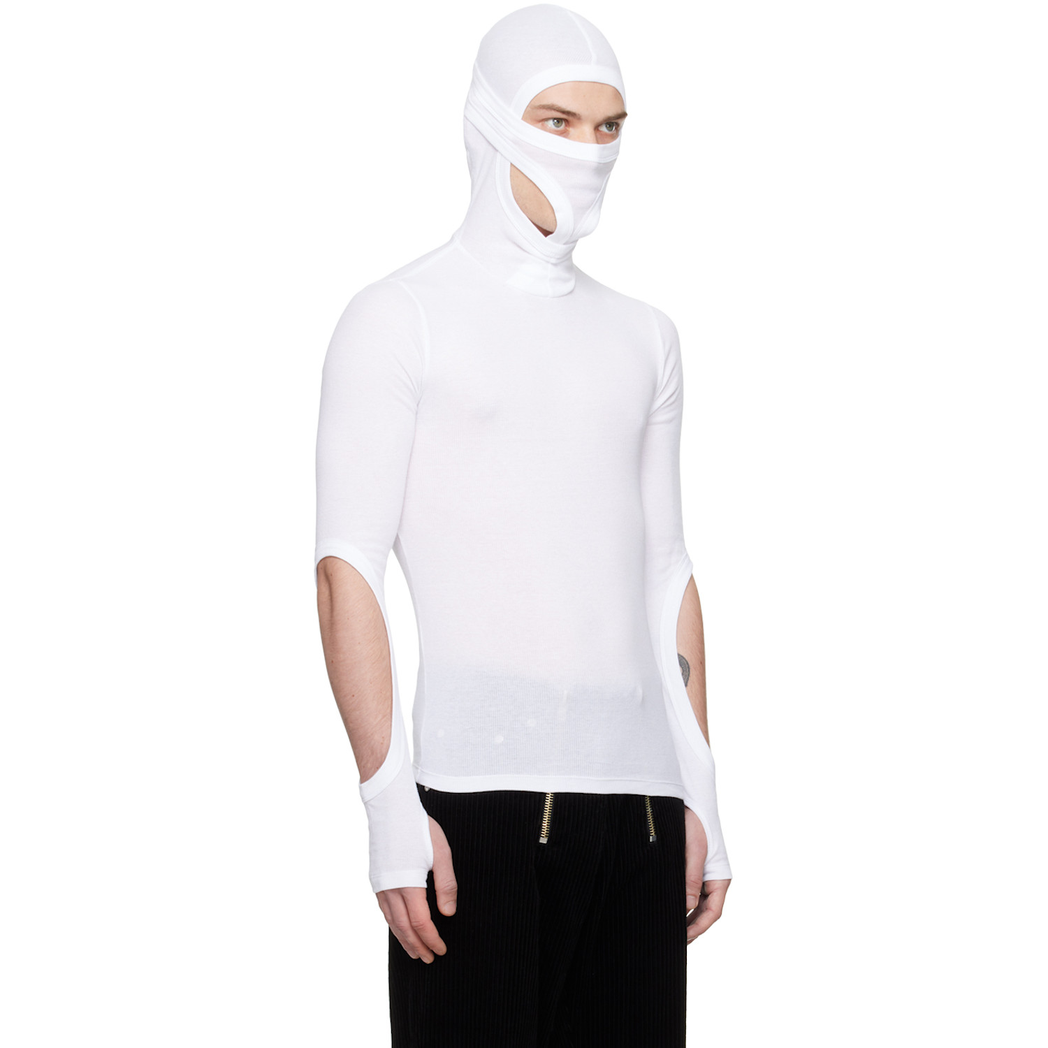  Dion Lee White Interlock Mask Turtleneck 