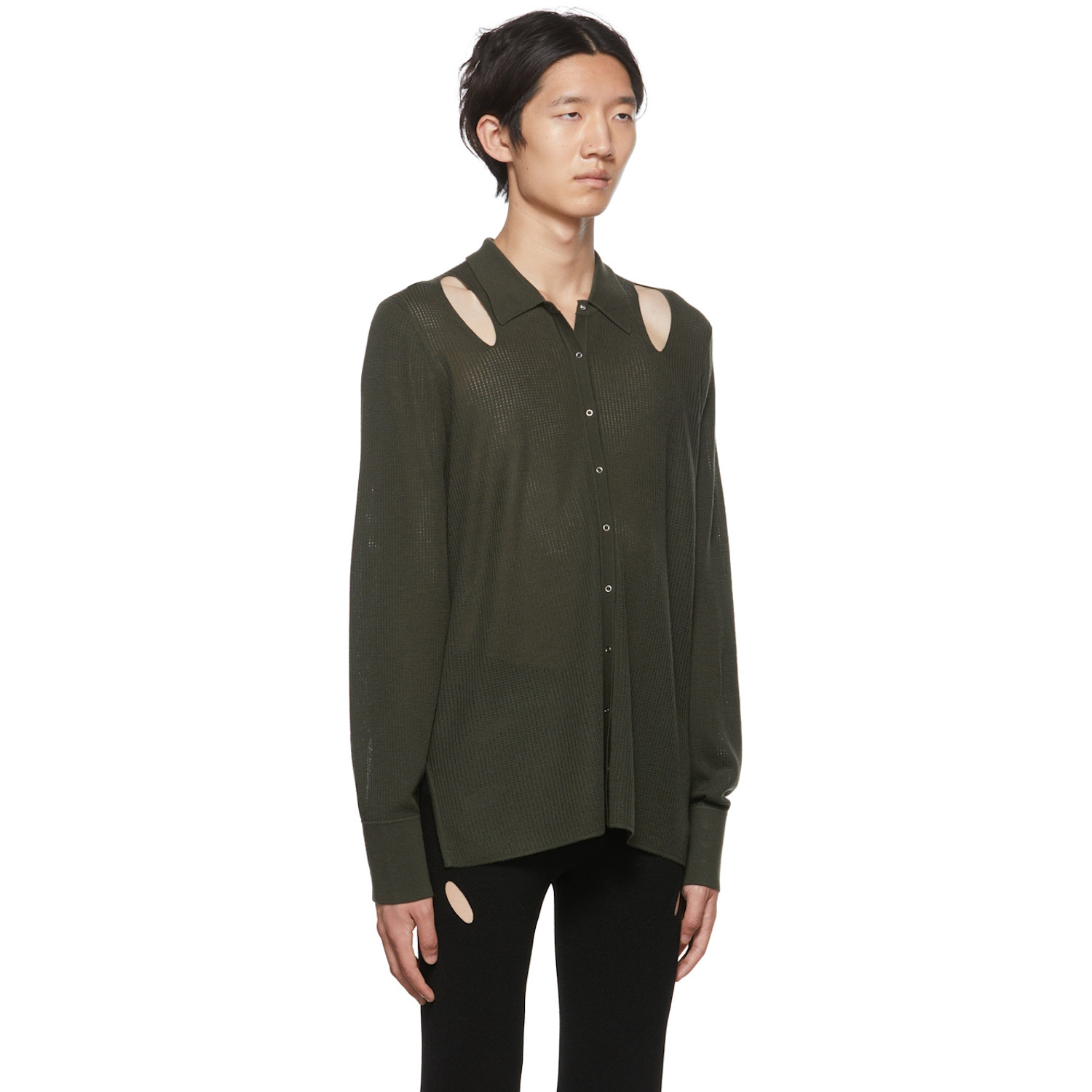  Dion Lee Khaki Cutout Cardigan 