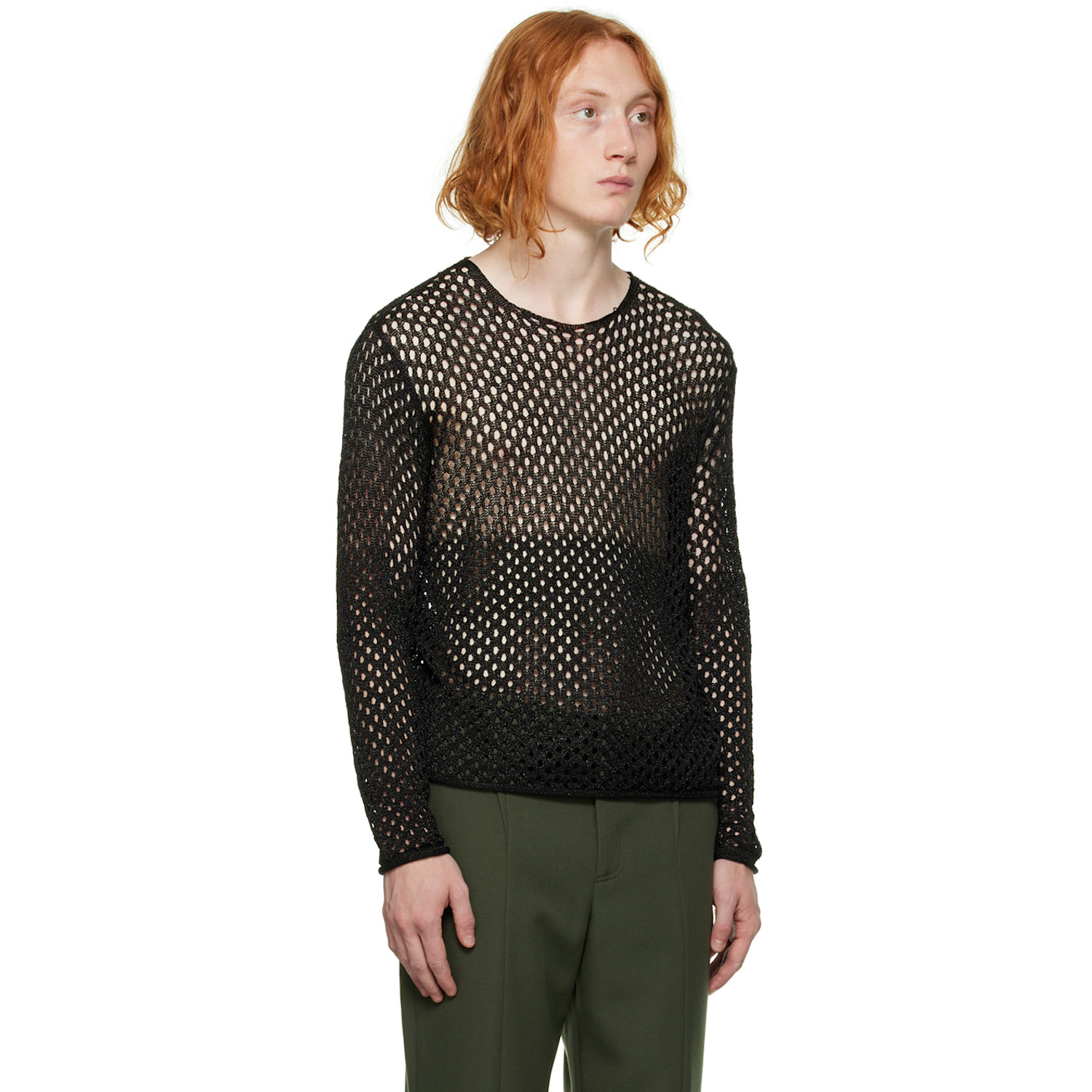  Dion Lee Black Metallic Long Sleeve Sweater 