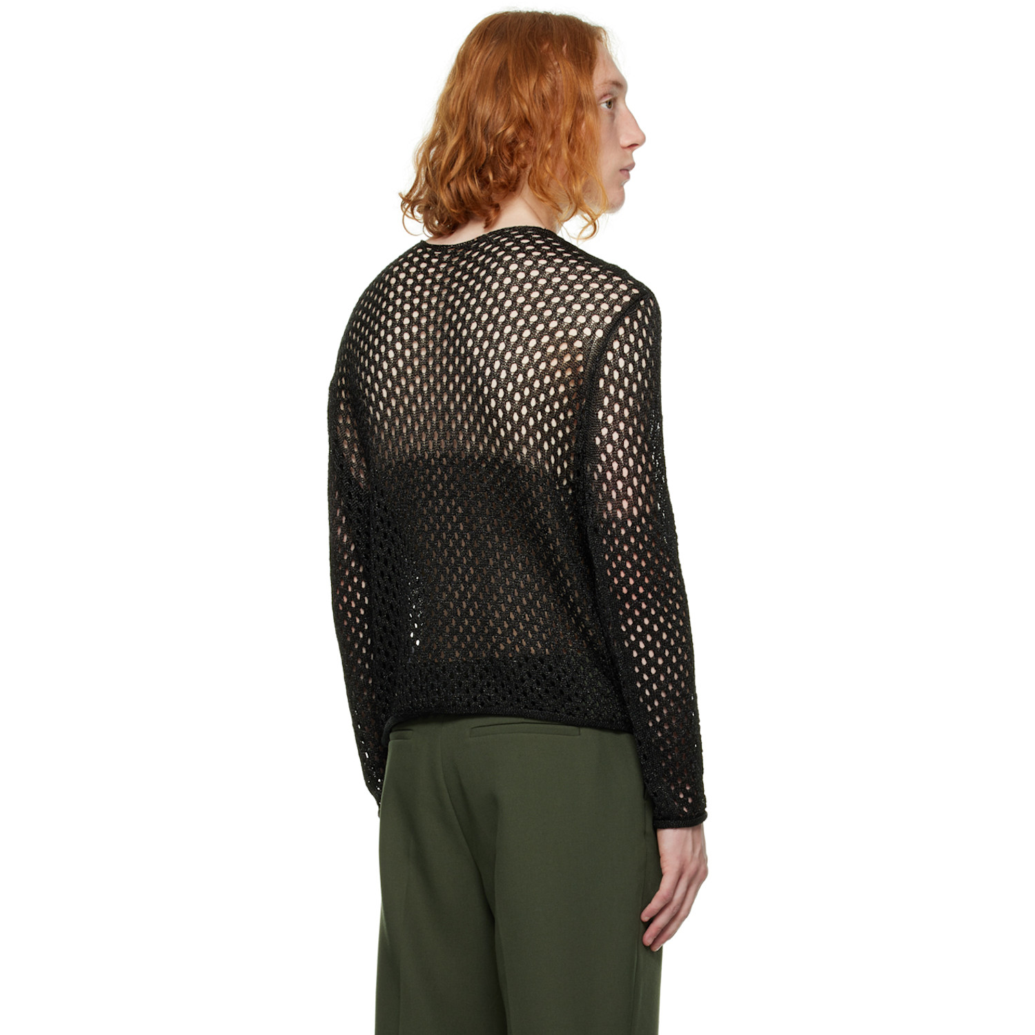  Dion Lee Black Metallic Long Sleeve Sweater 