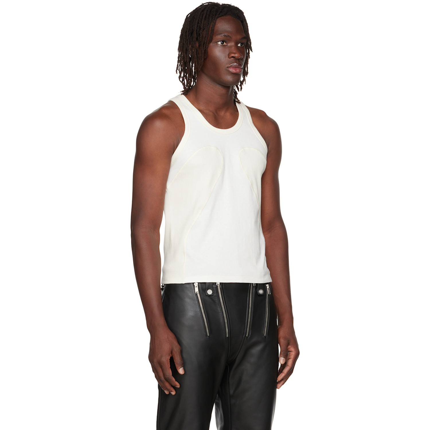  Dion Lee White Rib Shift Tank Top 