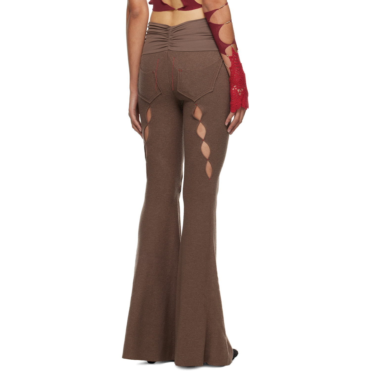  Rui Brown Embroidery Cut Out Trousers 