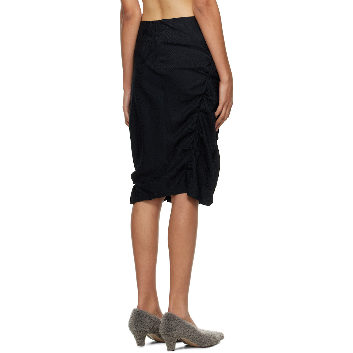  Rui Black Ruched Midi Skirt 