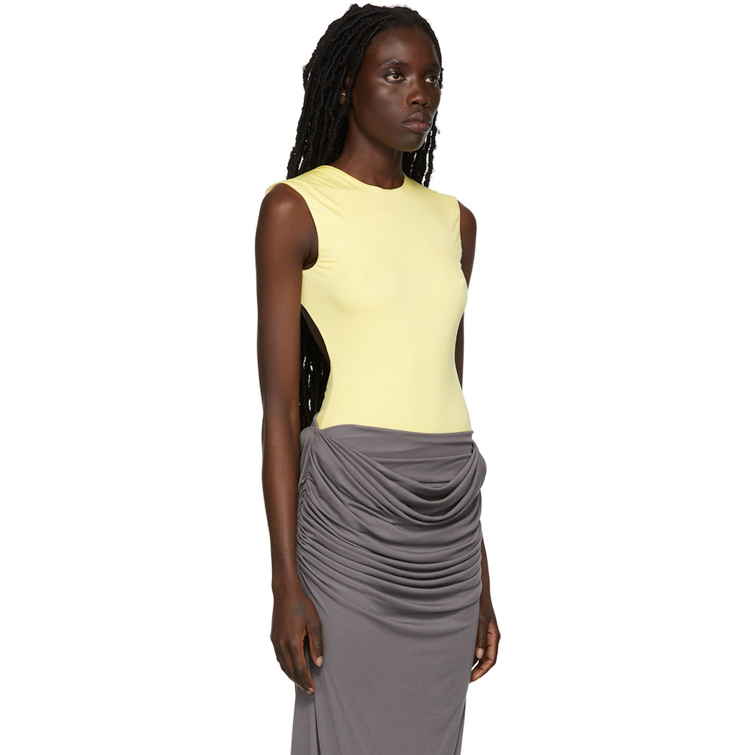  Paris Georgia Yellow Cut-out Bodysuit 