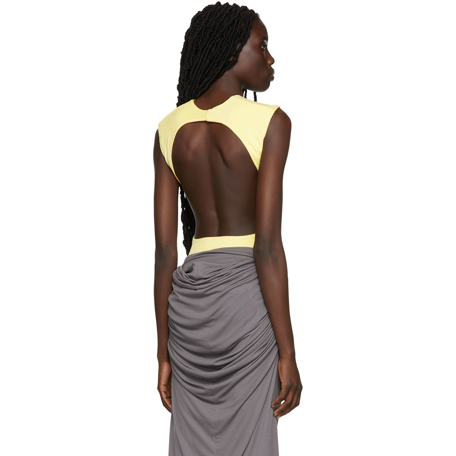  Paris Georgia Yellow Cut-out Bodysuit 