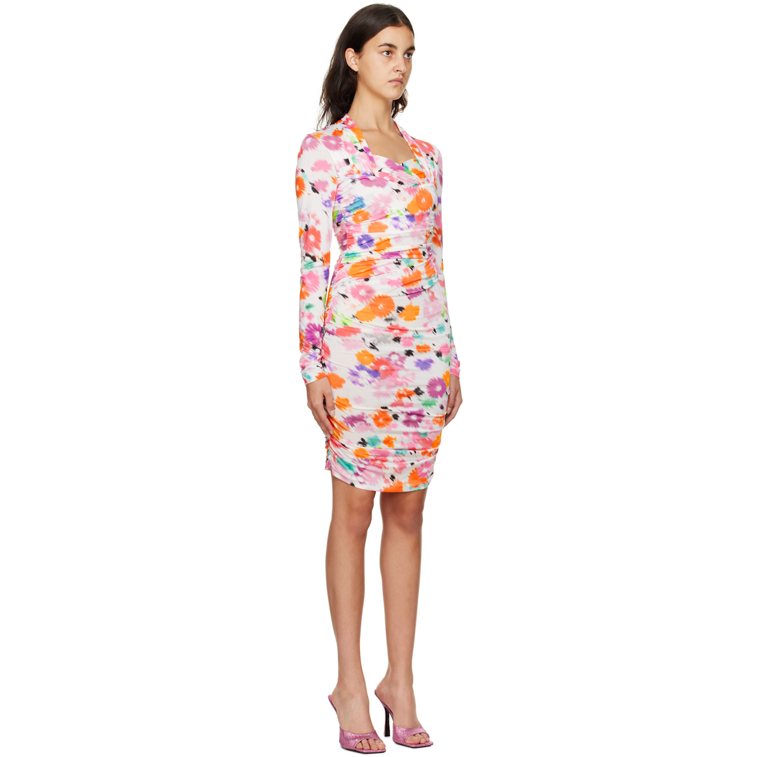  Msgm White Print Minidress 