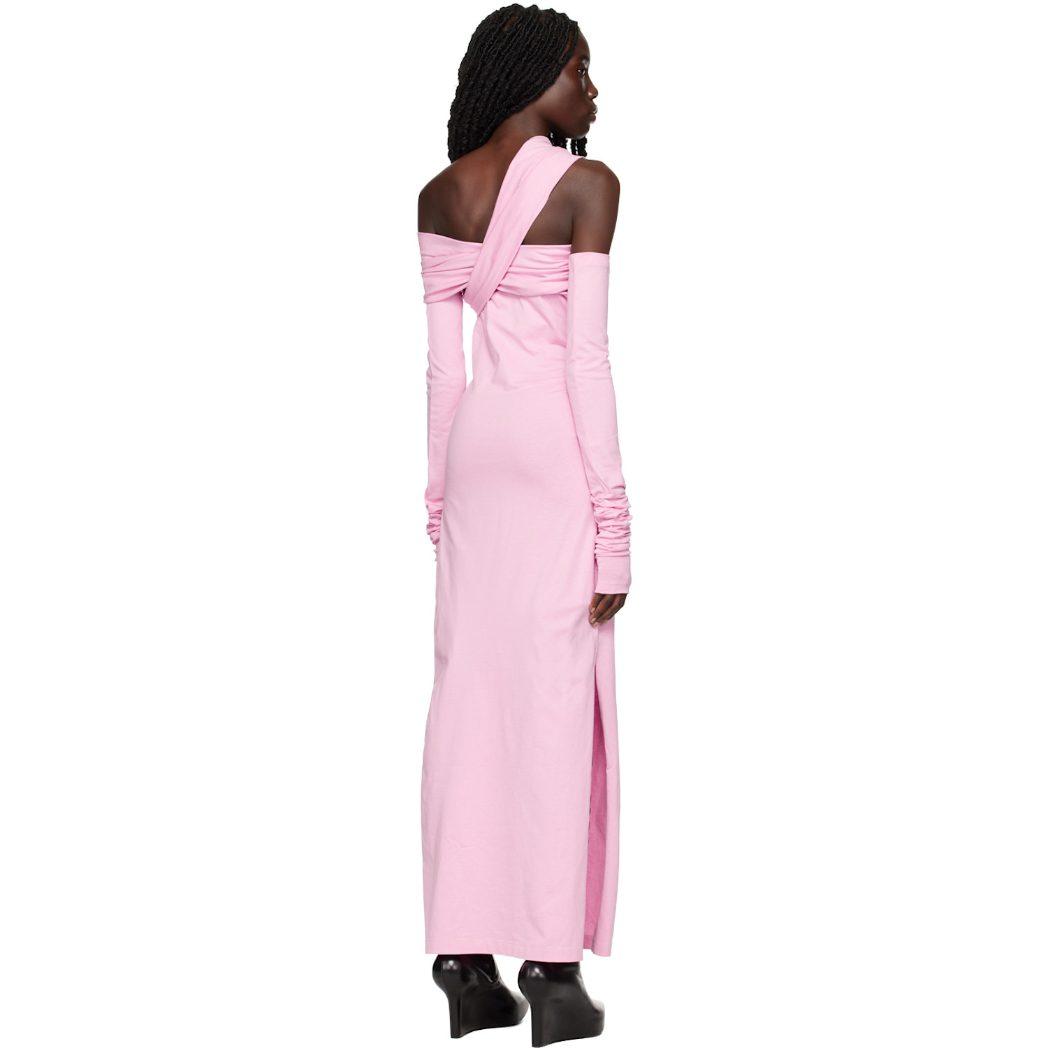  Msgm Pink Twist Midi Dress 