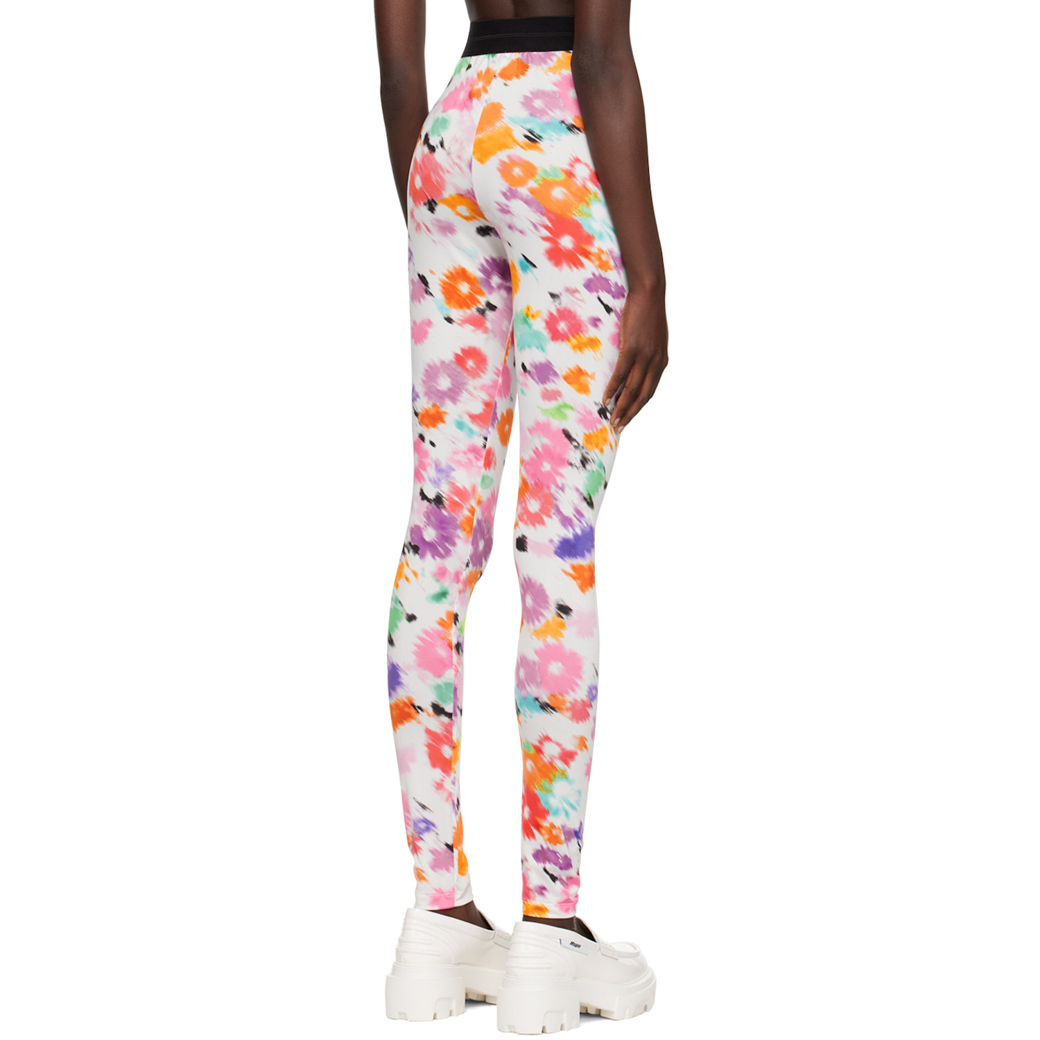  Msgm White Flower Leggings 