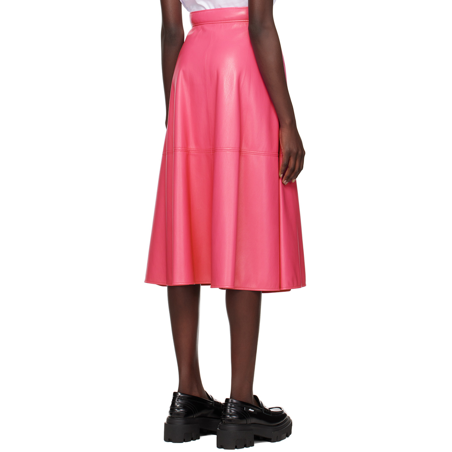  Msgm Pink Faux-leather Midi Skirt 