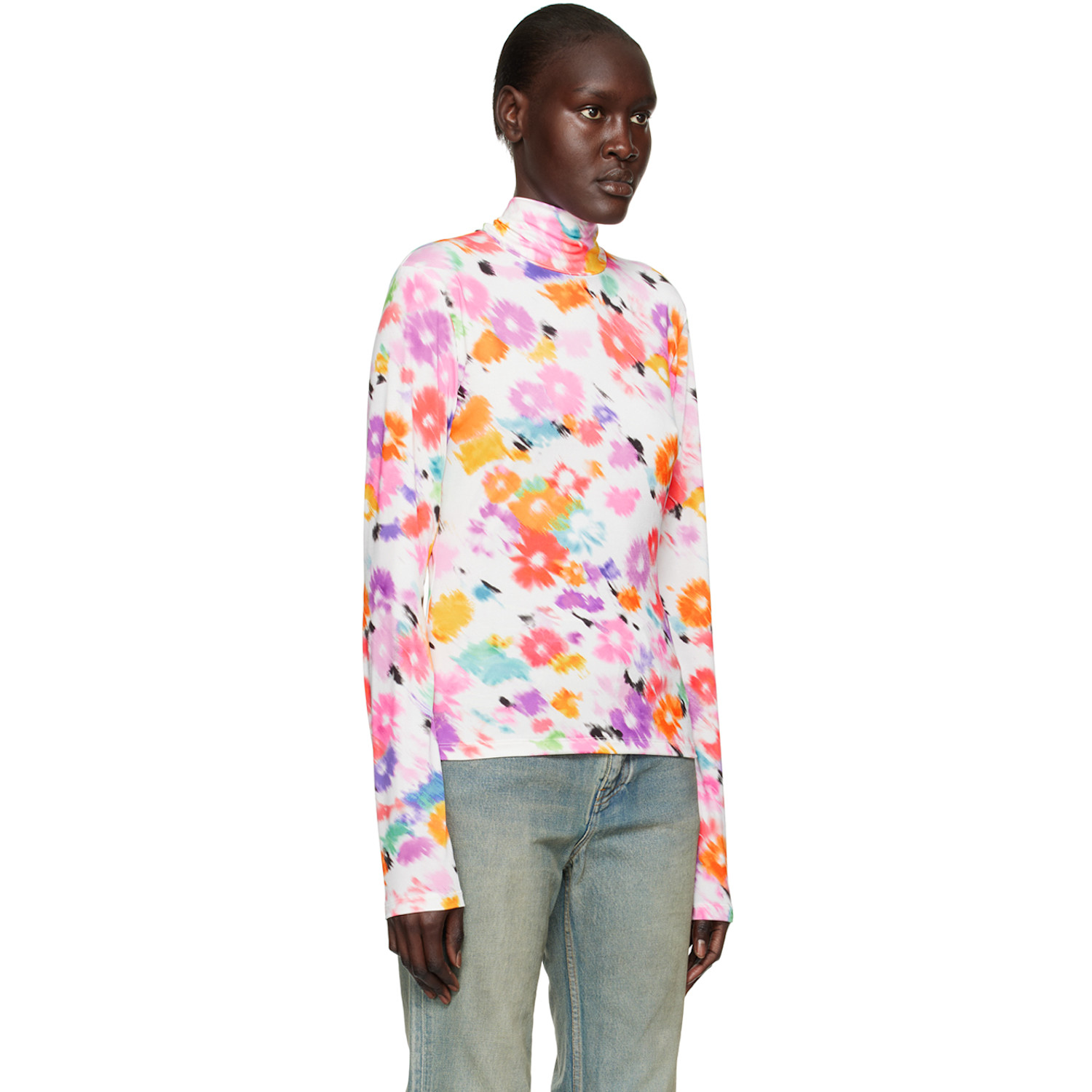  Msgm Multicolor Printed Turtleneck 