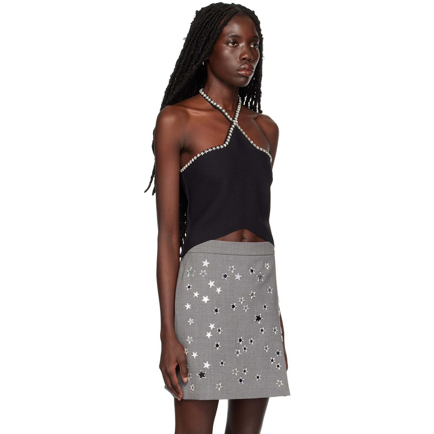  Msgm Black Star Halter Top 
