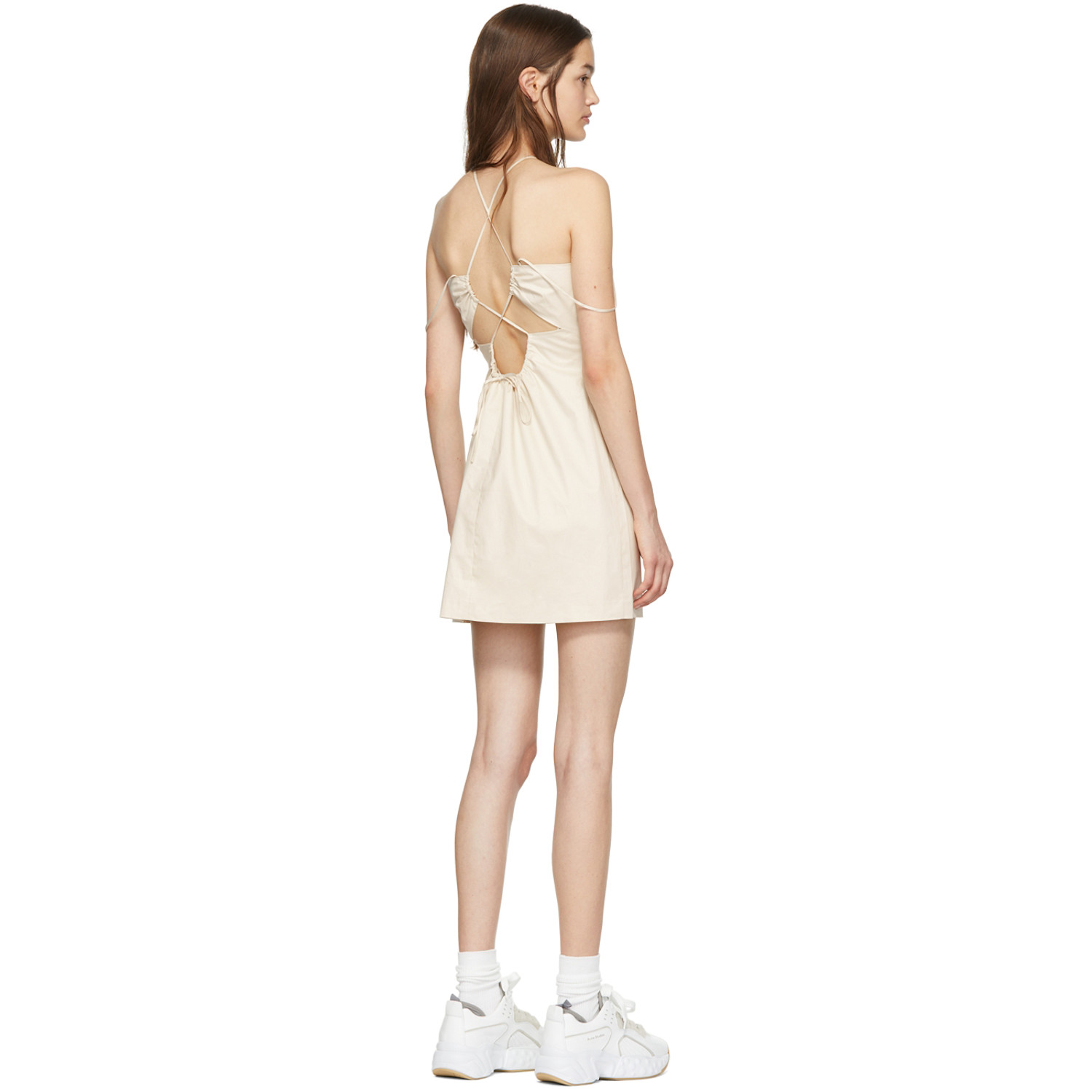  Frame Beige Tie Back Mini Dress 