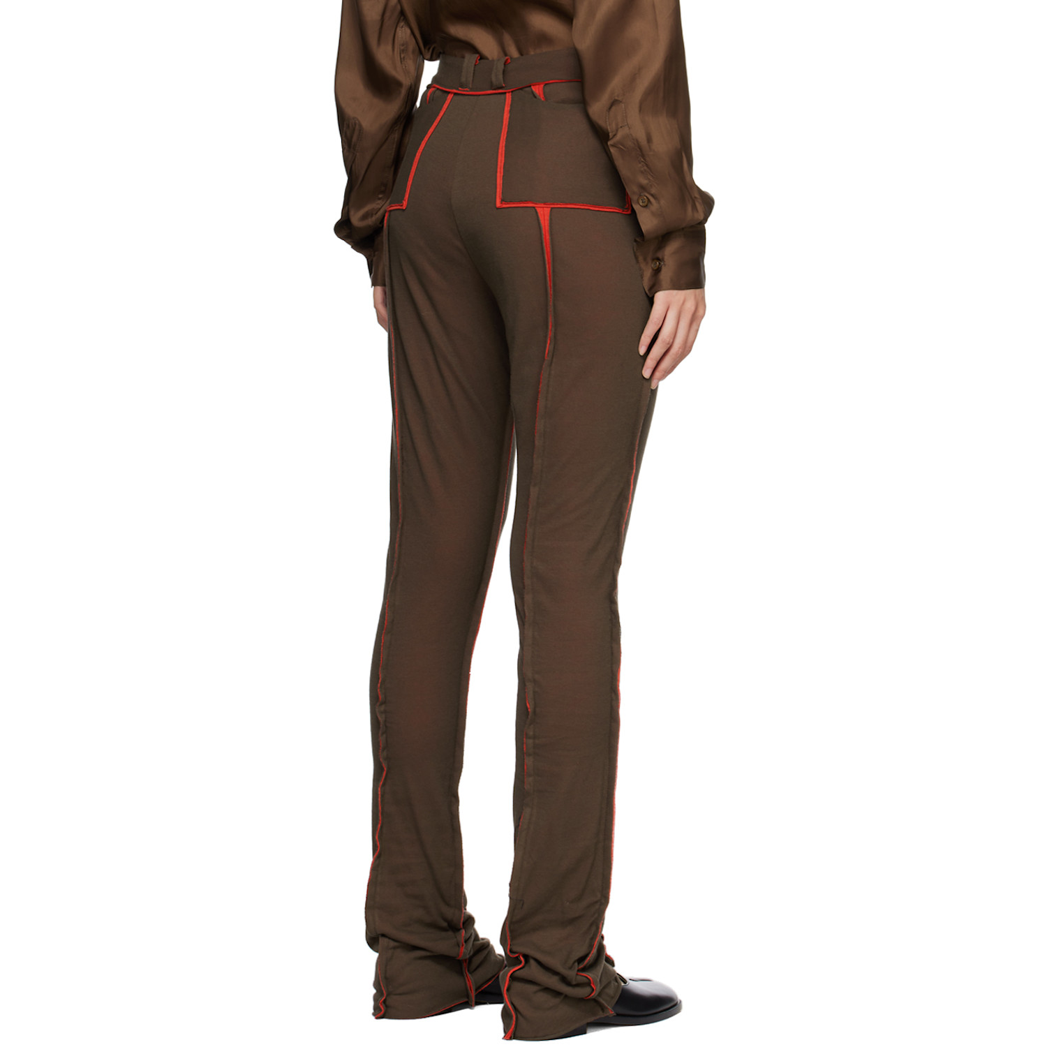  Edward Cuming Brown & Red Raw Edge Lounge Pants 