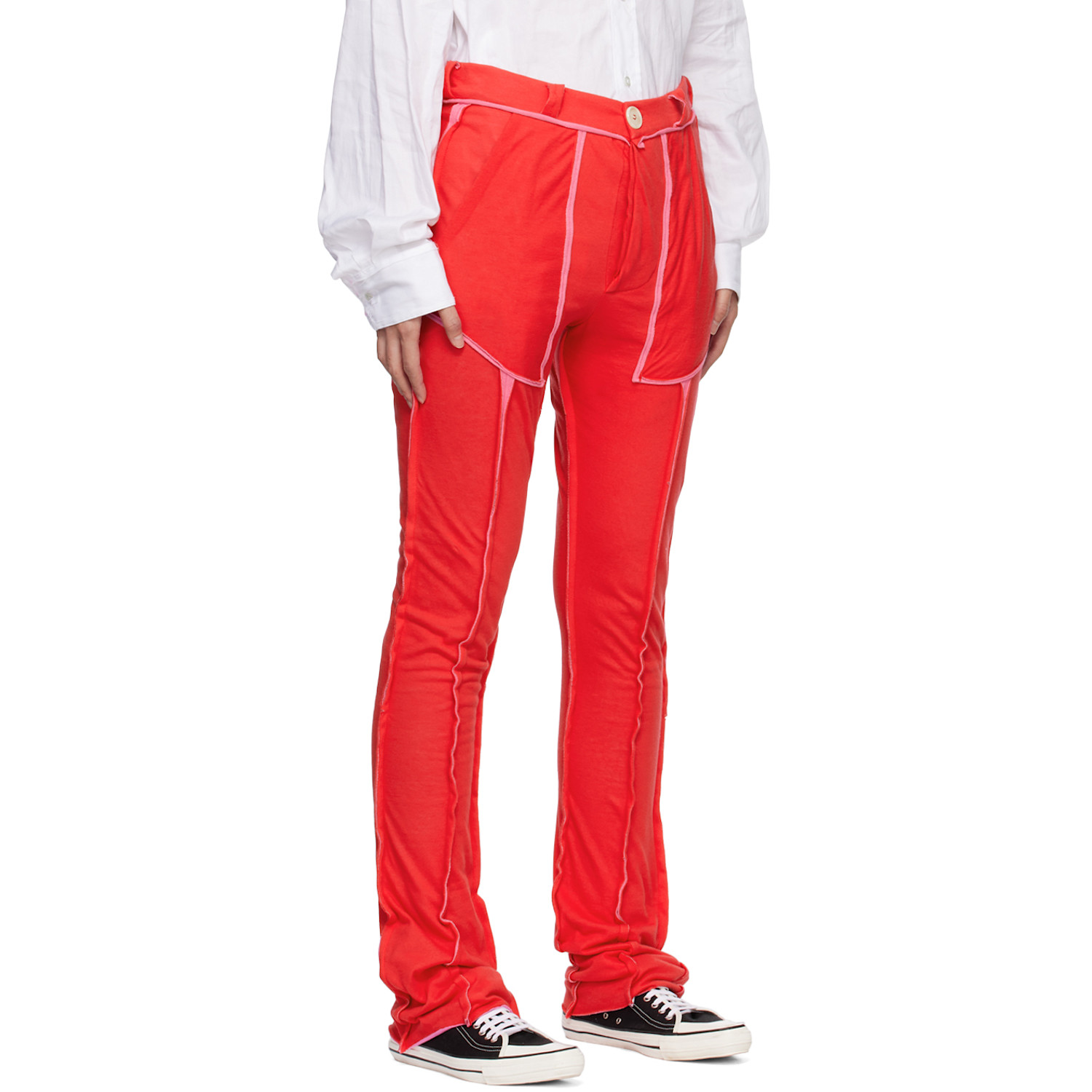 Edward Cuming Red & Pink Raw Edge Lounge Pants 