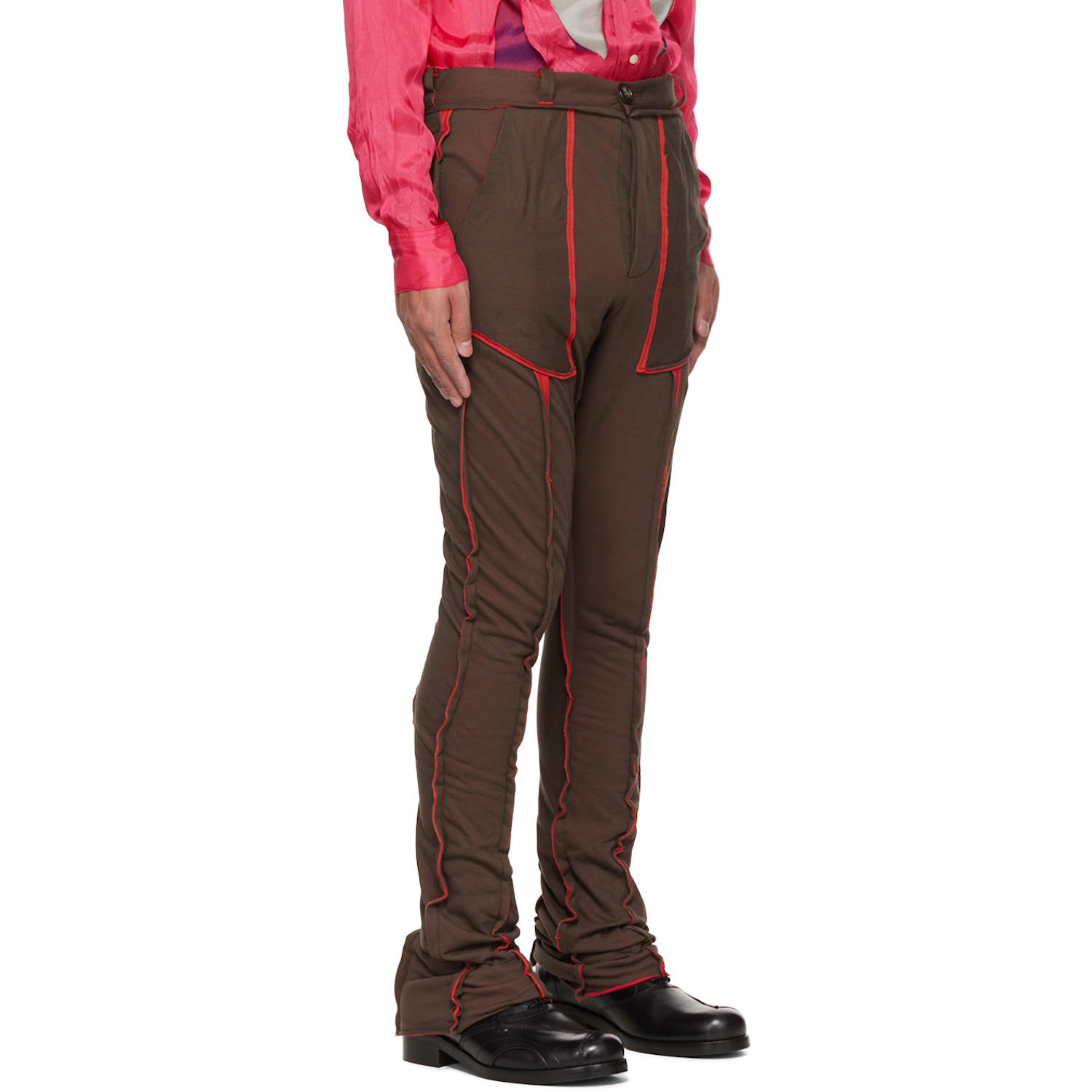  Edward Cuming Brown & Red Paneled Trousers 