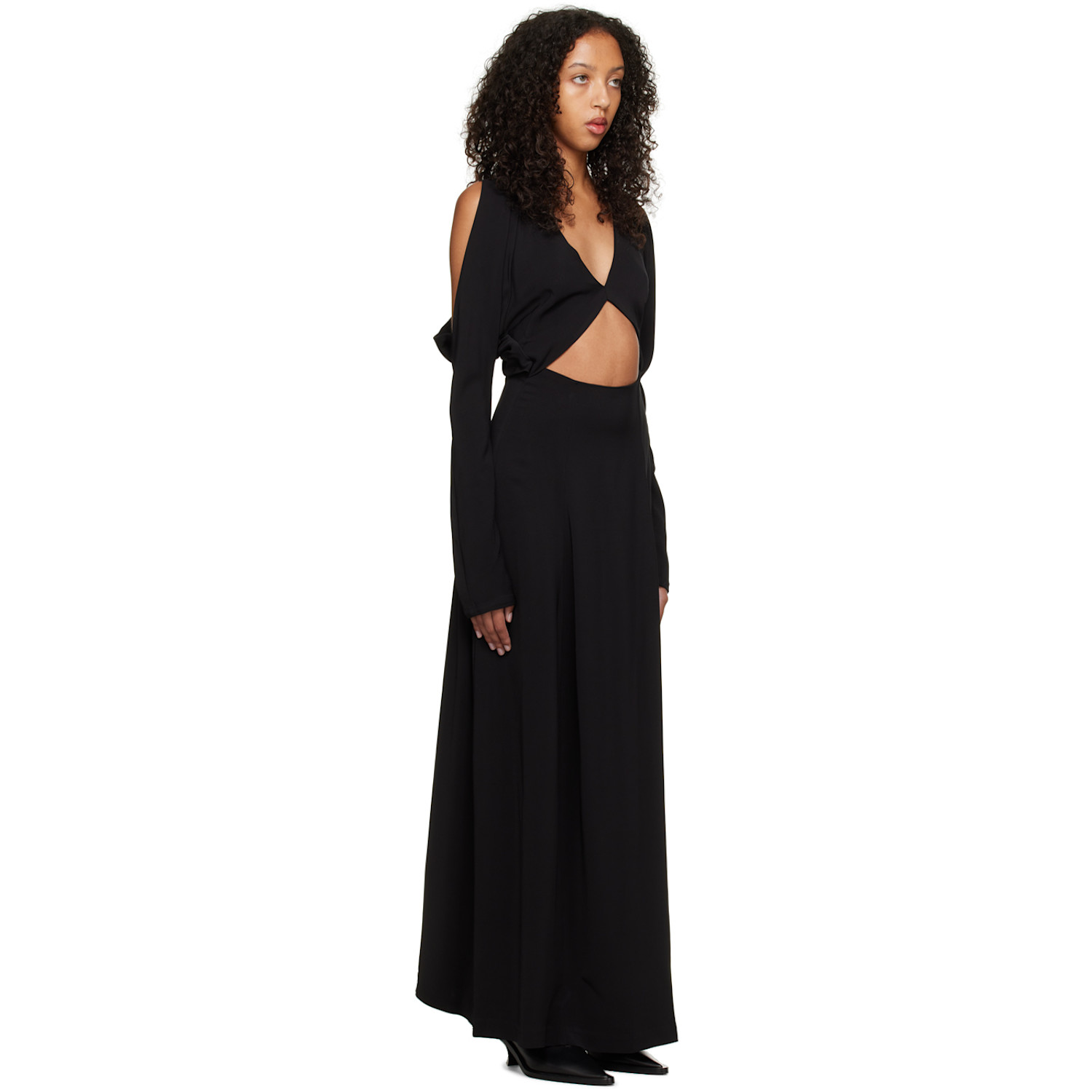  Esse Studios Black Envelope Flume Maxi Dress 