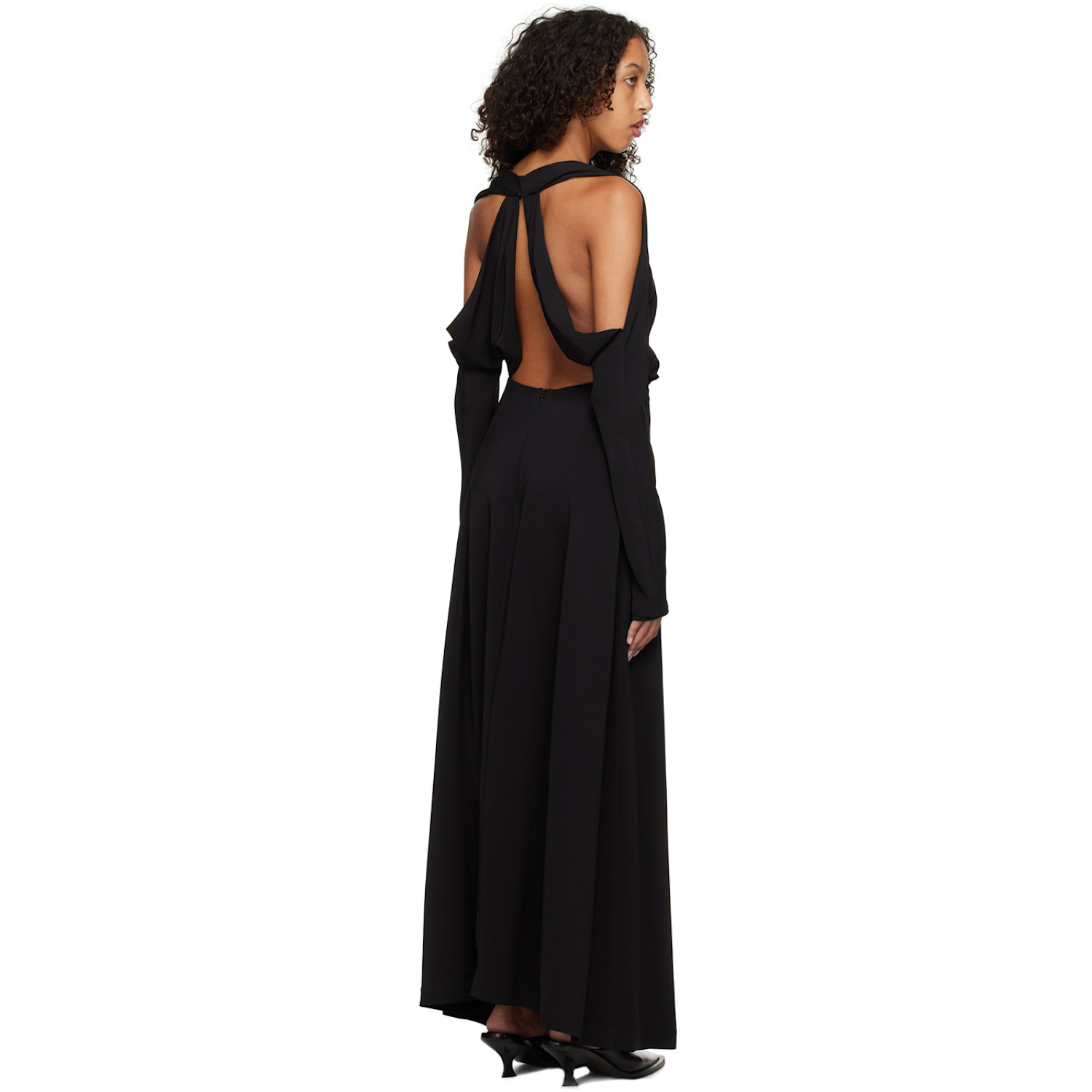  Esse Studios Black Envelope Flume Maxi Dress 