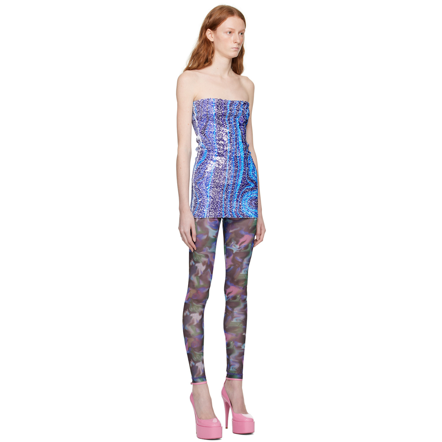  Sinead Gorey Purple & White Swirl Reversible Minidress 