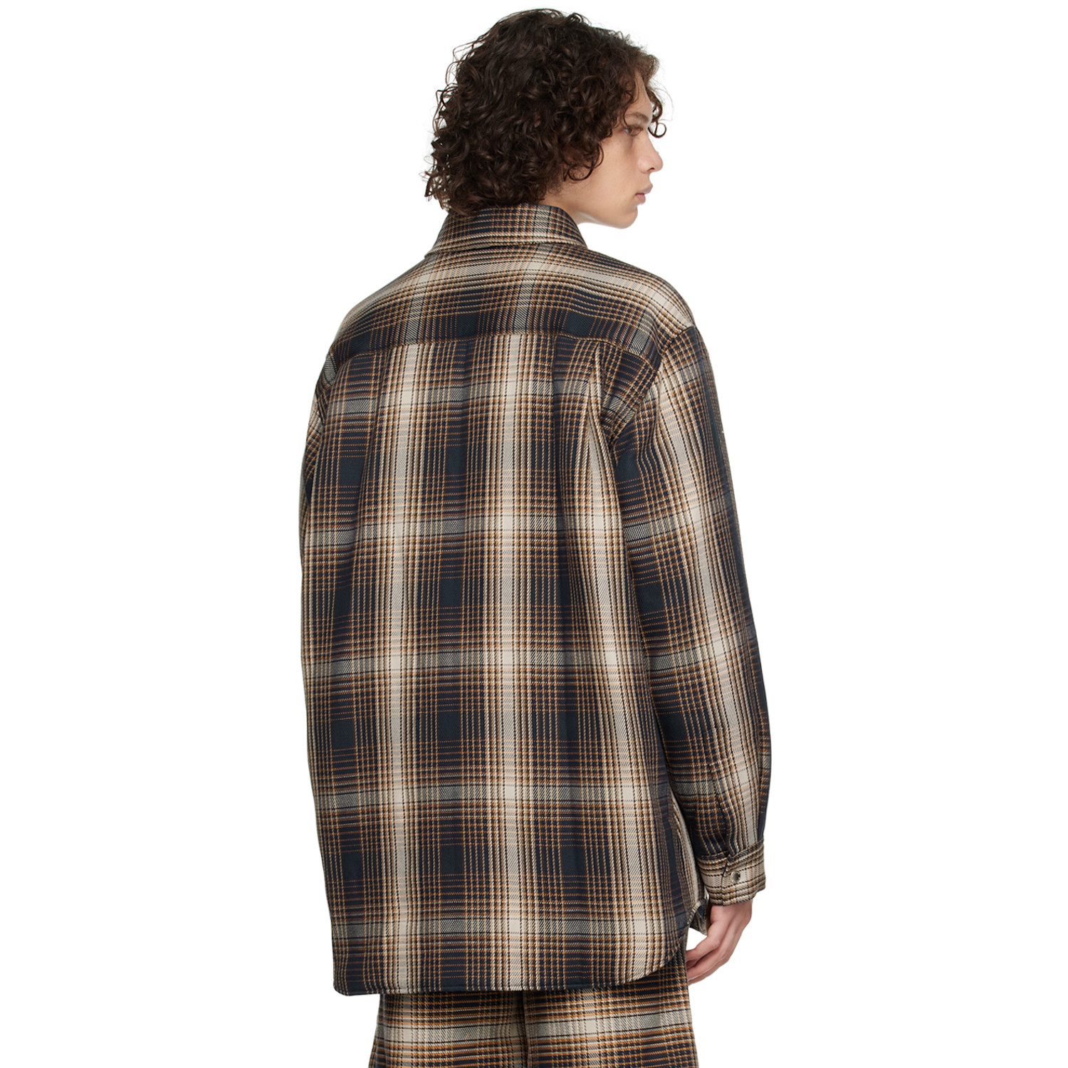  System Navy & Brown Padded Shirt 