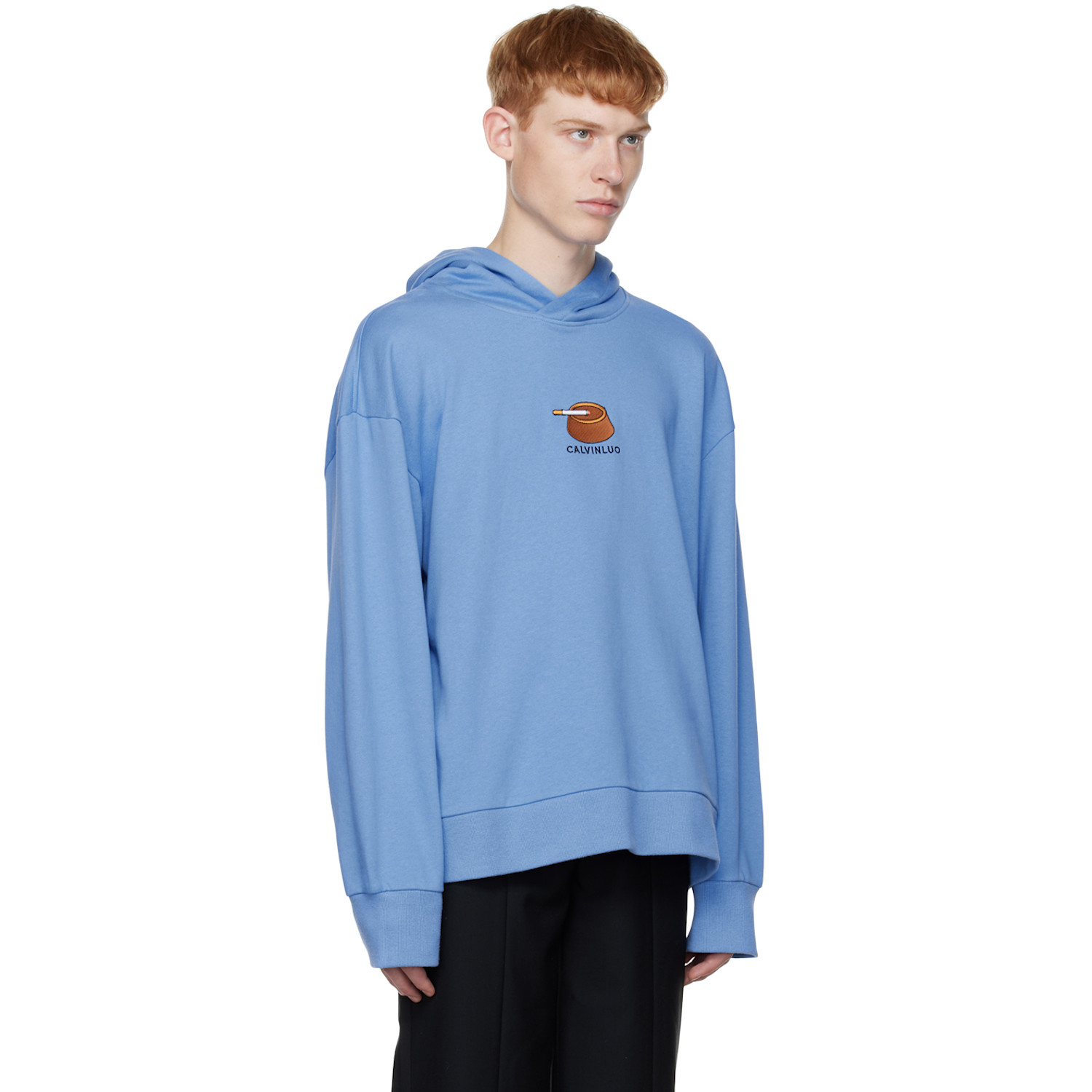  Calvinluo Blue Embroidered Hoodie 